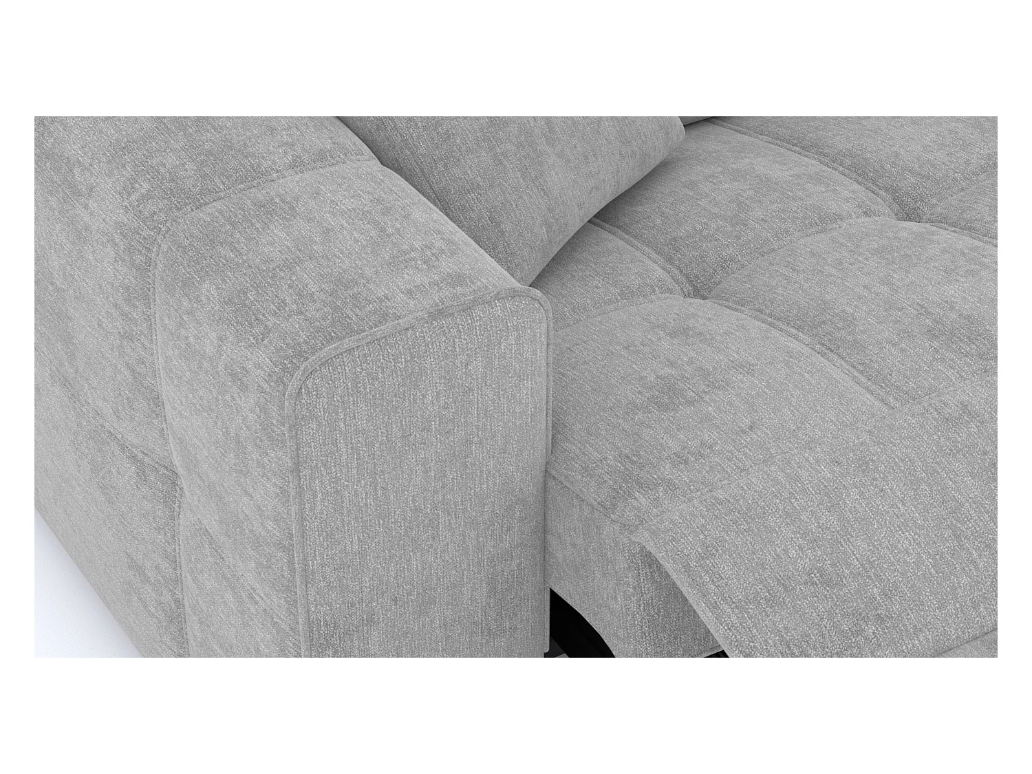 QUARTZ Sofa 3-Sitzer mit 1 Relaxfunktion und verstellbare Kopfstützen, hellgrau