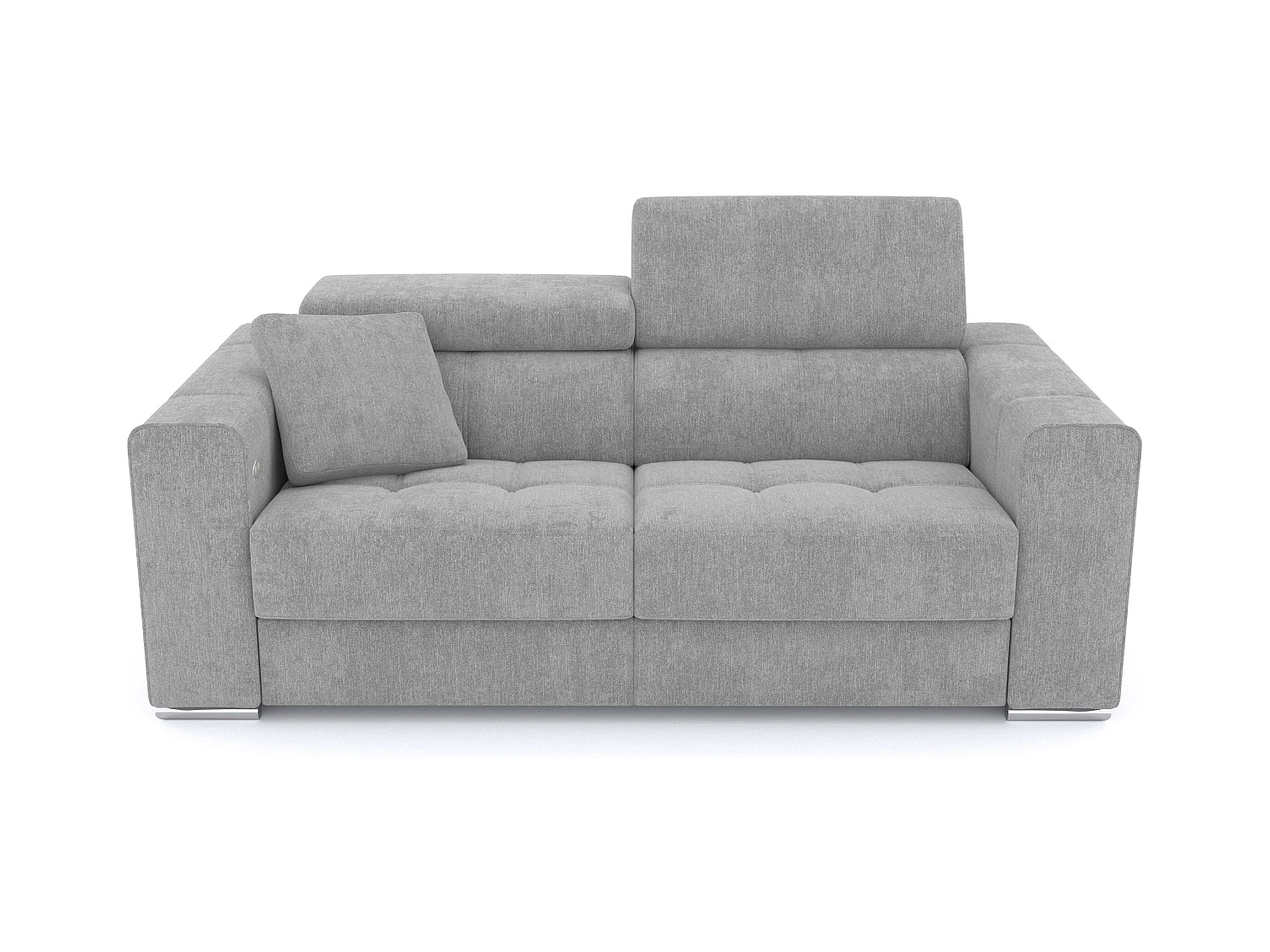 QUARTZ Sofa 3-Sitzer mit 1 Relaxfunktion und verstellbare Kopfstützen, hellgrau