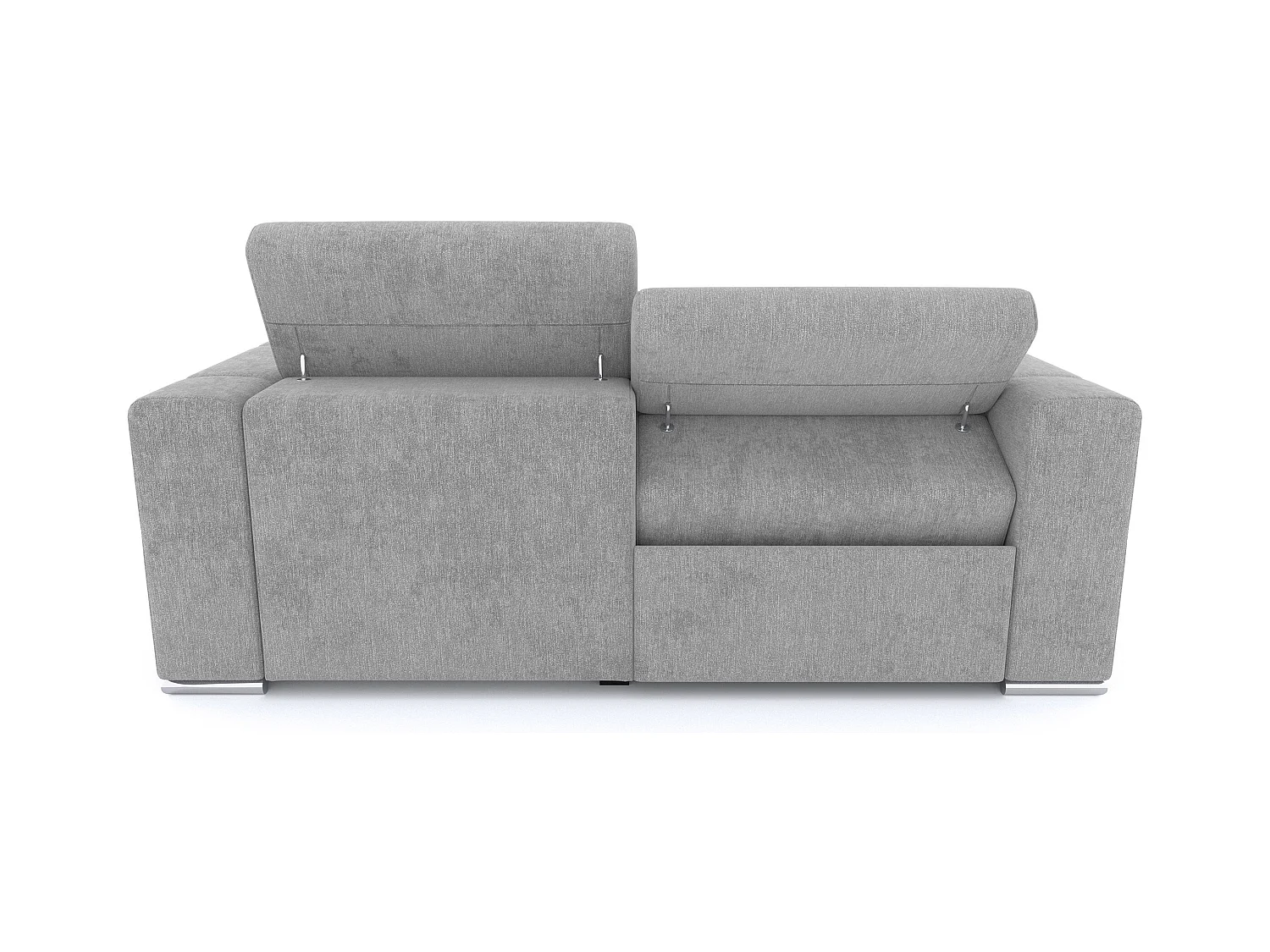 QUARTZ Sofa 3-Sitzer mit 1 Relaxfunktion und verstellbare Kopfstützen, hellgrau