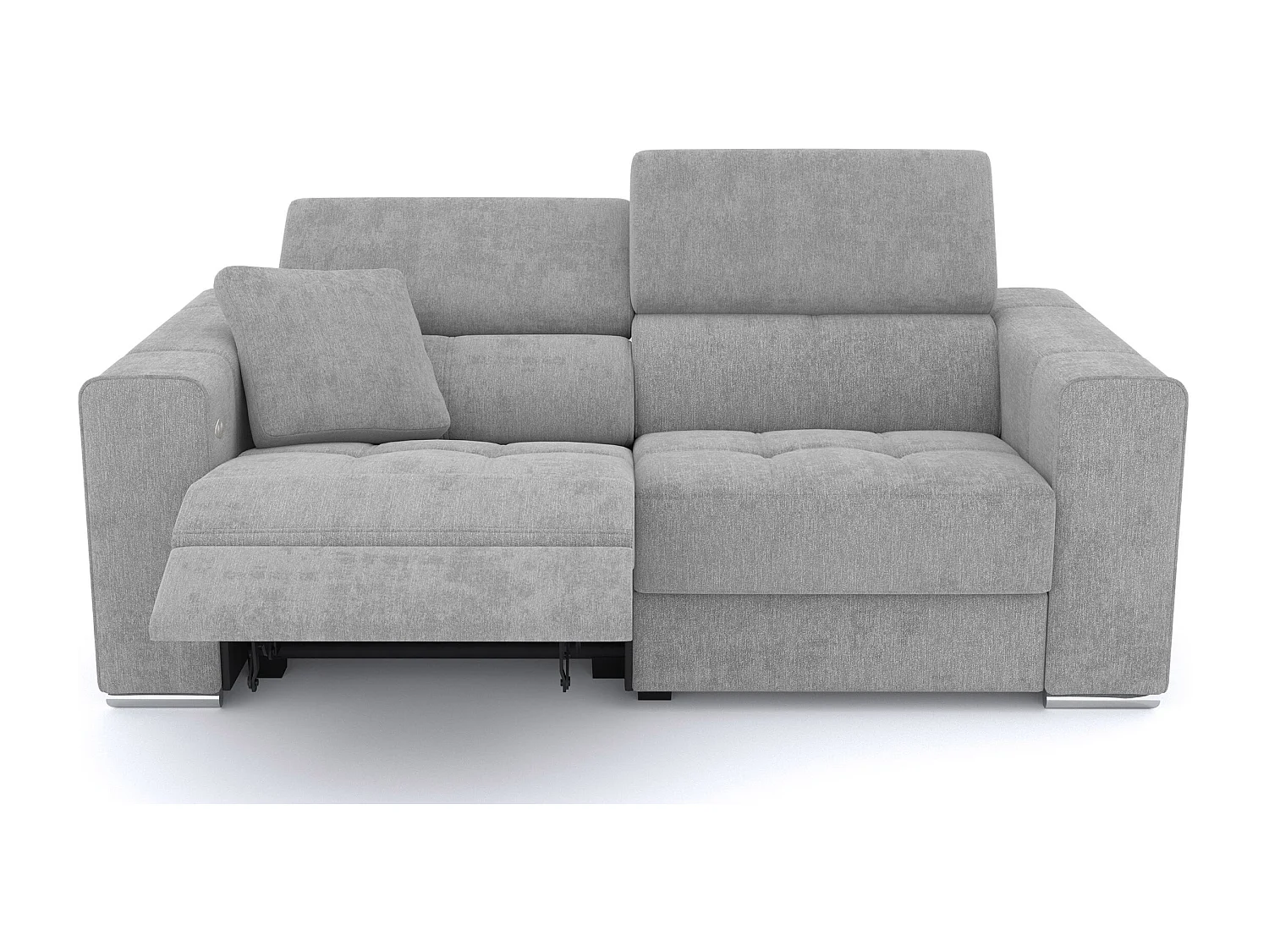 QUARTZ Sofa 3-Sitzer mit 1 Relaxfunktion und verstellbare Kopfstützen, hellgrau