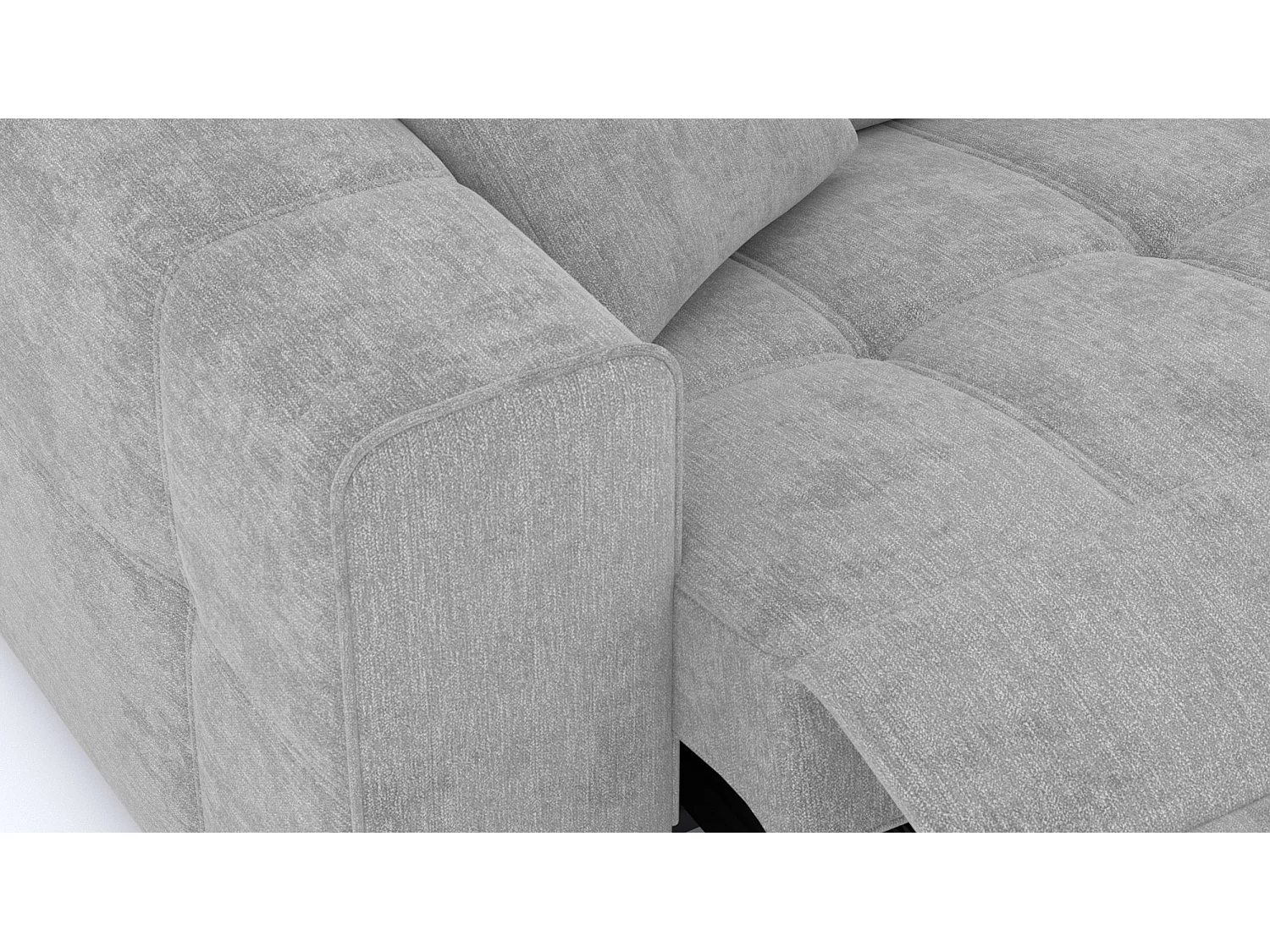 QUARTZ Sofa 3-Sitzer mit 1 Relaxfunktion und verstellbare Kopfstützen, hellgrau