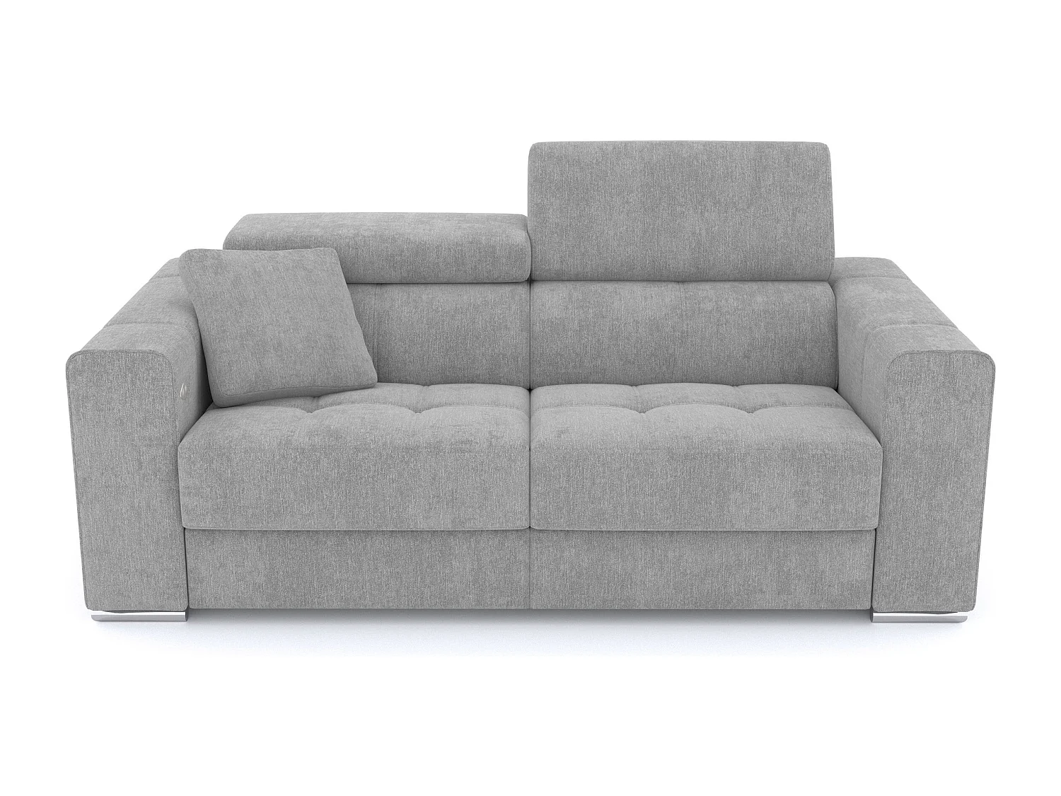QUARTZ Sofa 3-Sitzer mit 1 Relaxfunktion und verstellbare Kopfstützen, hellgrau