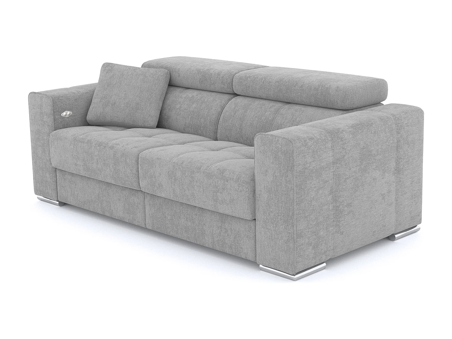 QUARTZ Sofa 3-Sitzer mit 1 Relaxfunktion und verstellbare Kopfstützen, hellgrau