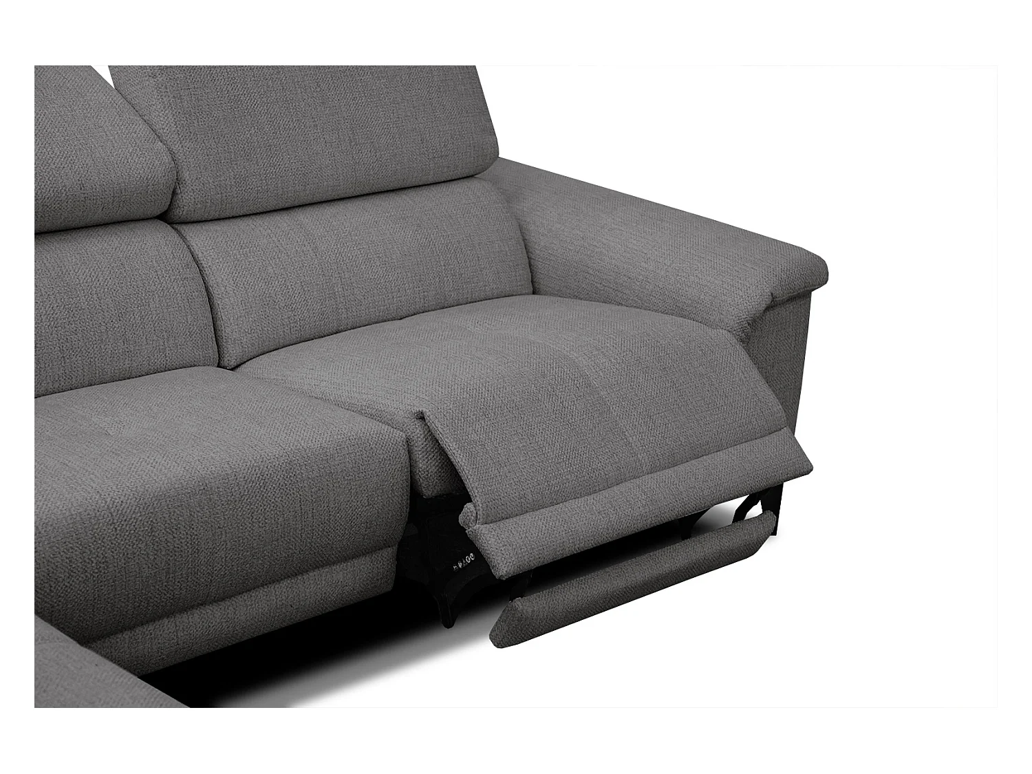 Canapé d'angle gauche 4 places avec un relax électrique tissu gris foncé - Matera
