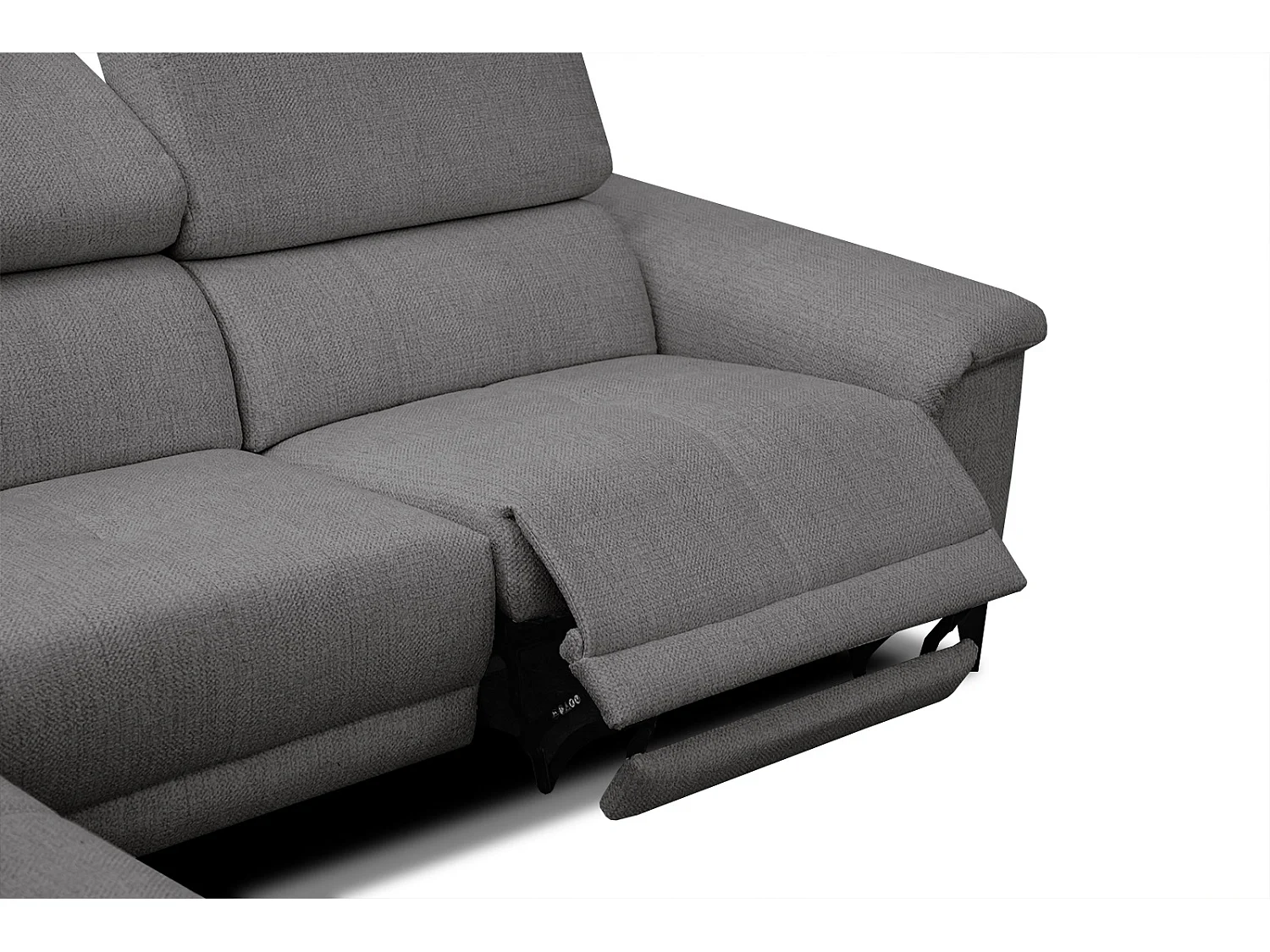 Canapé d'angle gauche 4 places avec un relax électrique tissu gris foncé - Matera