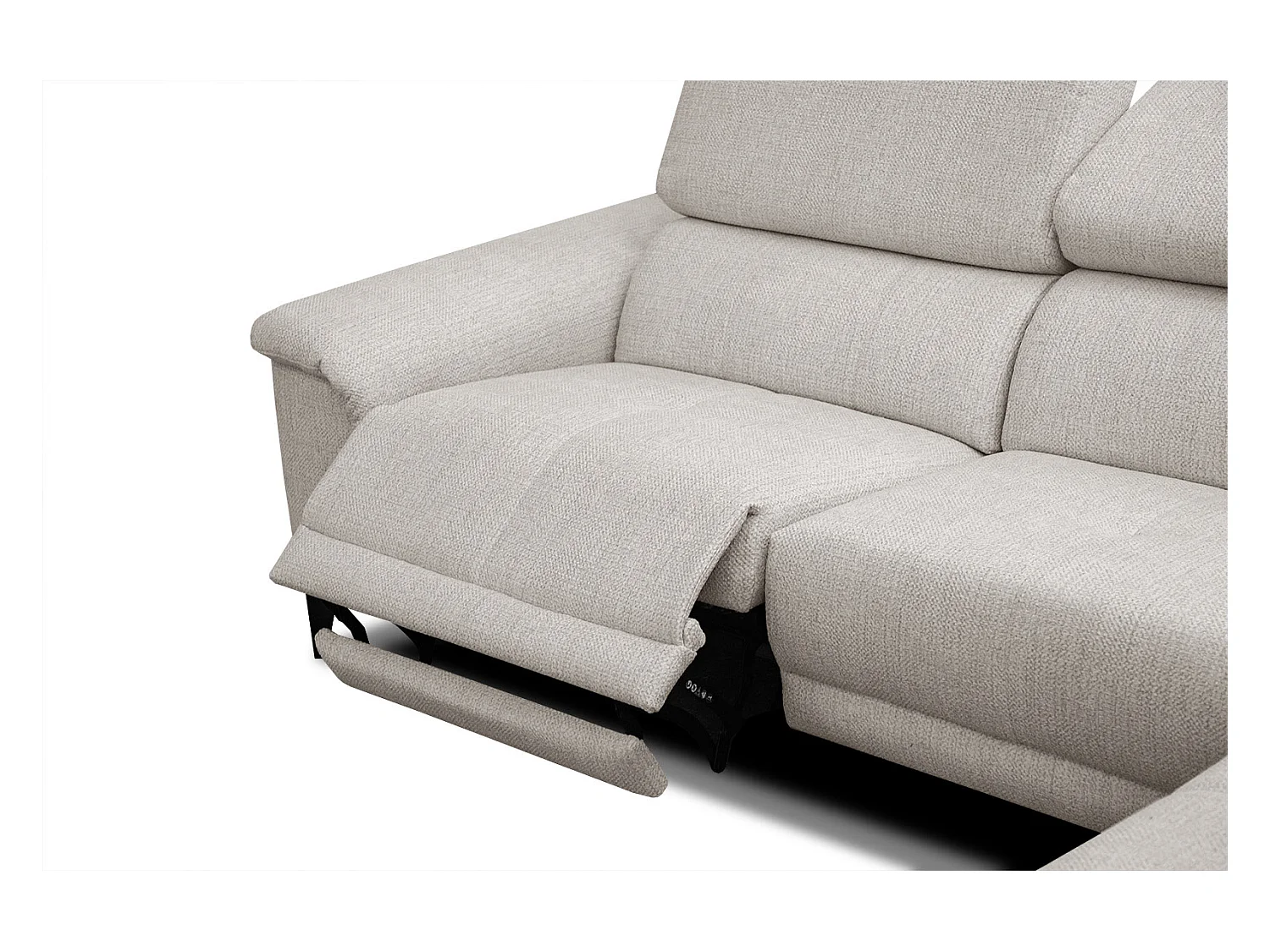 Canapé d'angle droit 4 places avec un relax électrique tissu beige - Matera