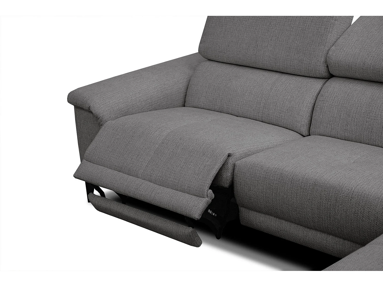 Canapé d'angle droit 4 places avec un relax électrique tissu gris foncé - Matera