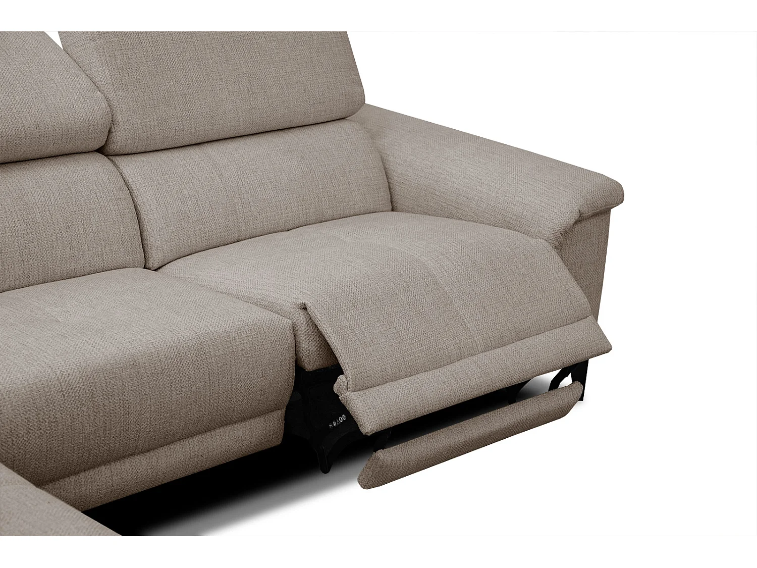 Canapé d'angle gauche 4 places avec un relax électrique tissu marron clair - Matera