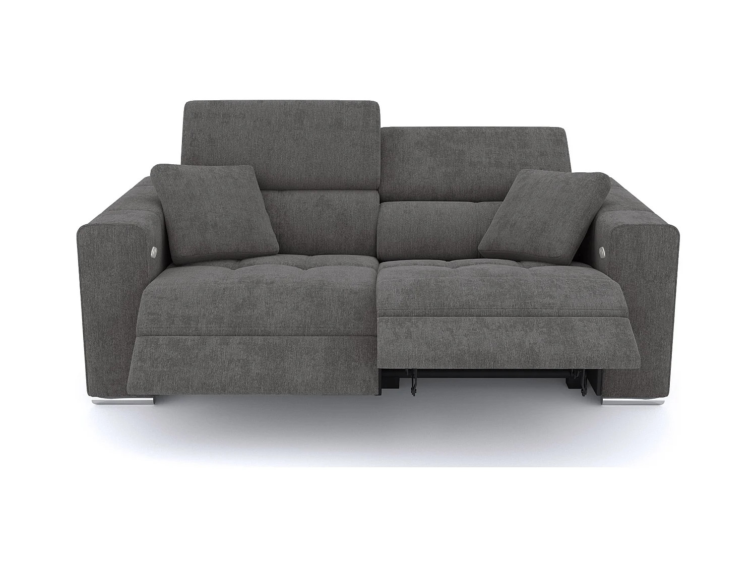 Canapé 3 places avec 2 relax électriques tissu gris foncé - QUARTZ