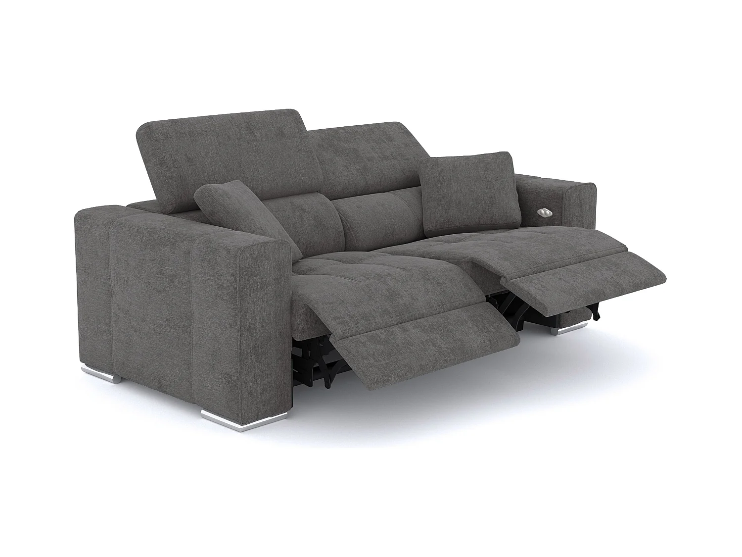 Canapé 3 places avec 2 relax électriques tissu gris foncé - QUARTZ
