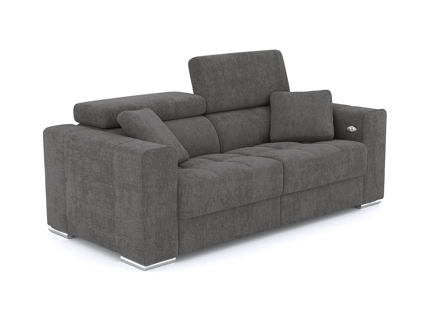 Canapé 3 places avec 2 relax électriques tissu gris foncé - QUARTZ