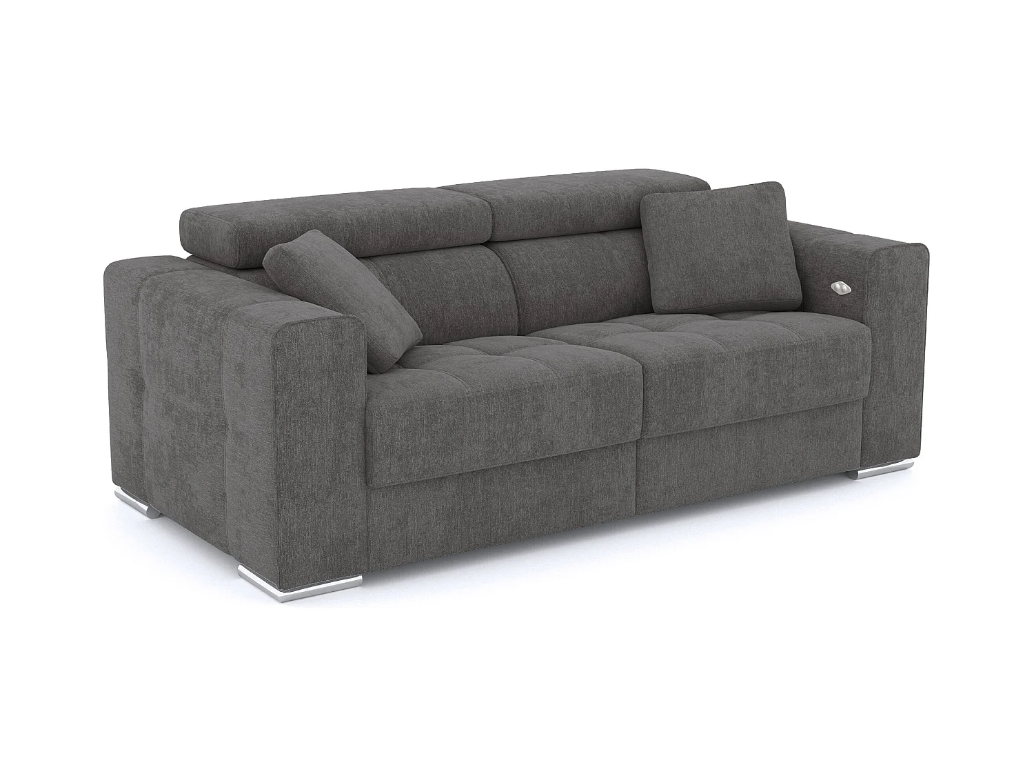 Canapé 3 places avec 2 relax électriques tissu gris foncé - QUARTZ