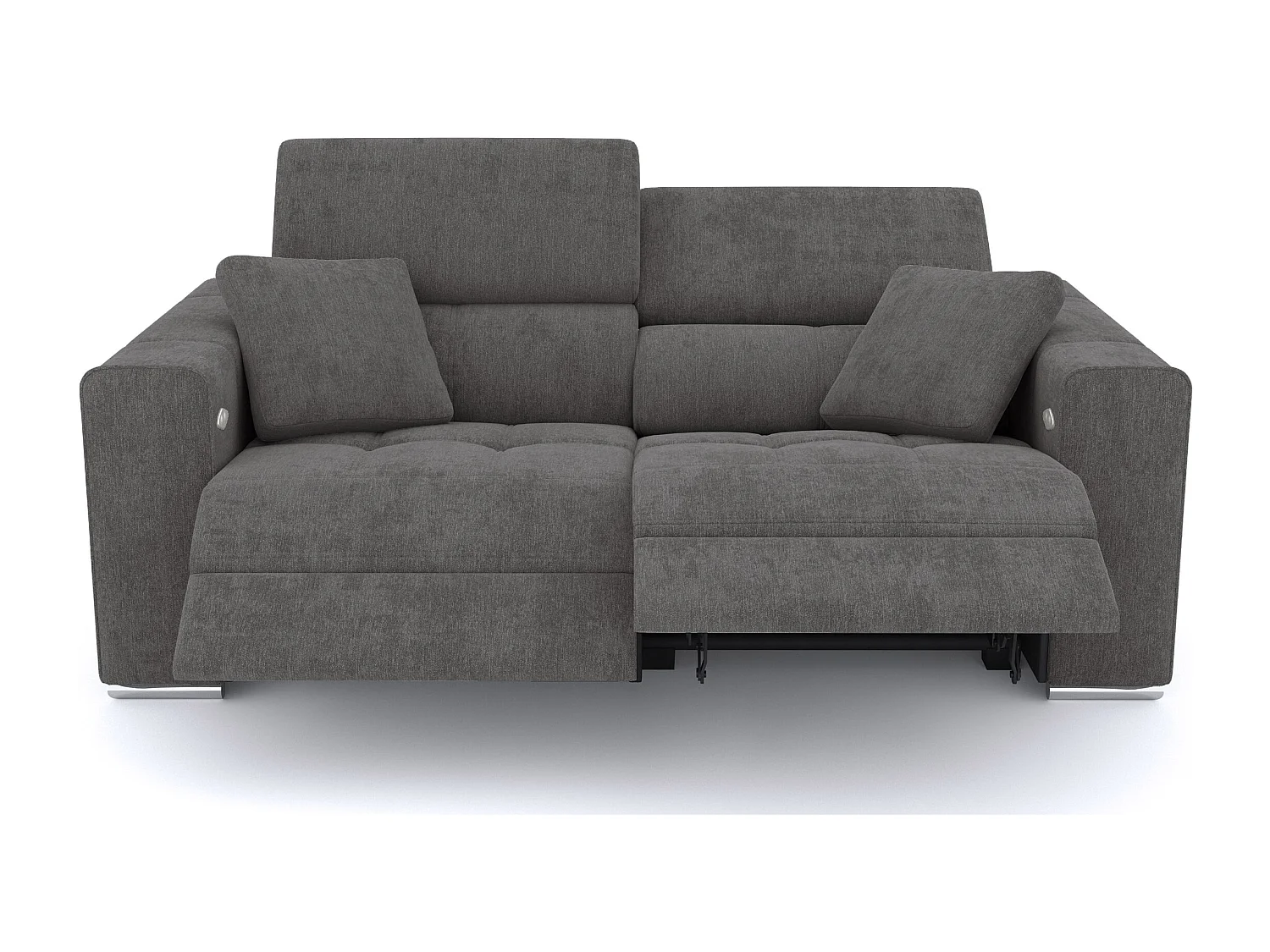 QUARTZ Sofa 3-Sitzer mit 2 Relaxfunktionen und verstellbare Kopfstützen, dunkelgrau