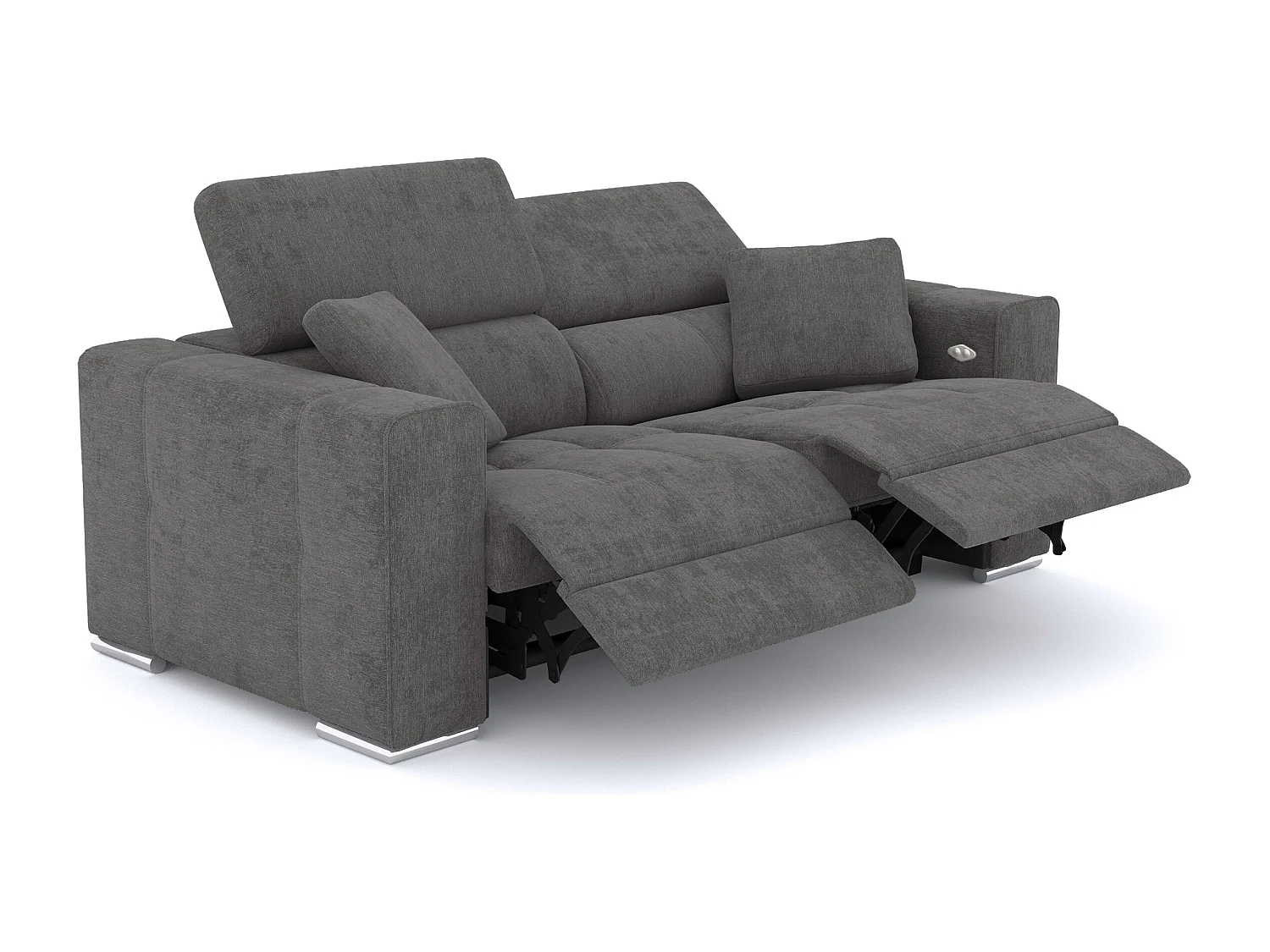 QUARTZ Sofa 3-Sitzer mit 2 Relaxfunktionen und verstellbare Kopfstützen, dunkelgrau