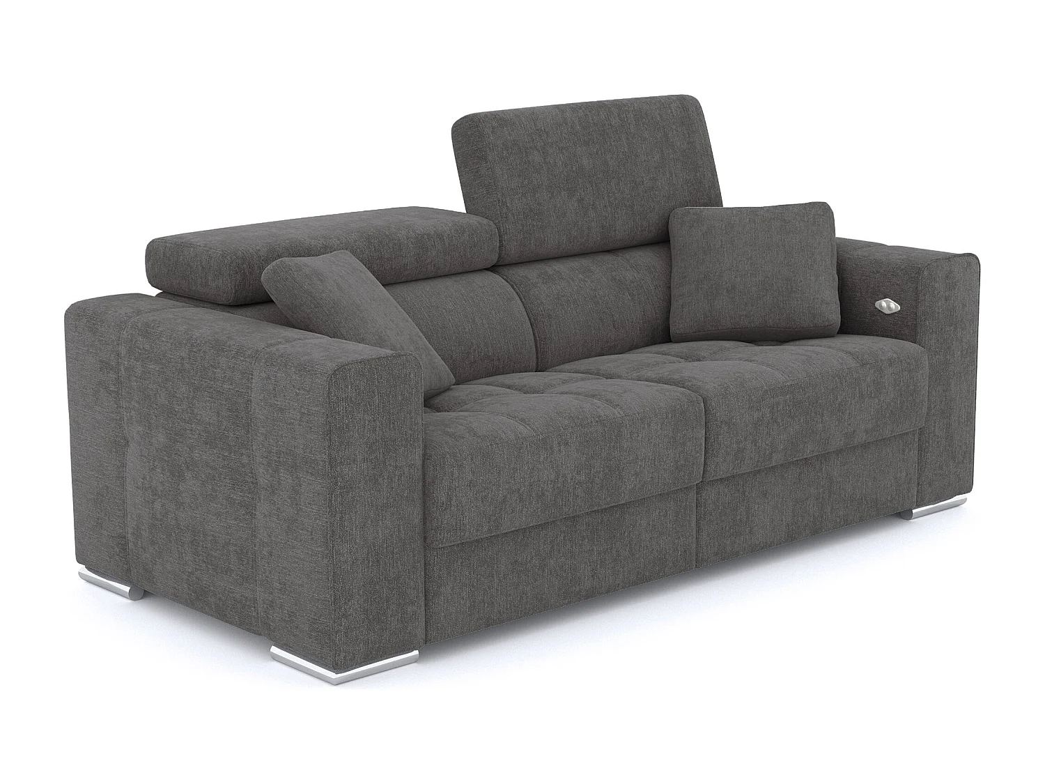 QUARTZ Sofa 3-Sitzer mit 2 Relaxfunktionen und verstellbare Kopfstützen, dunkelgrau