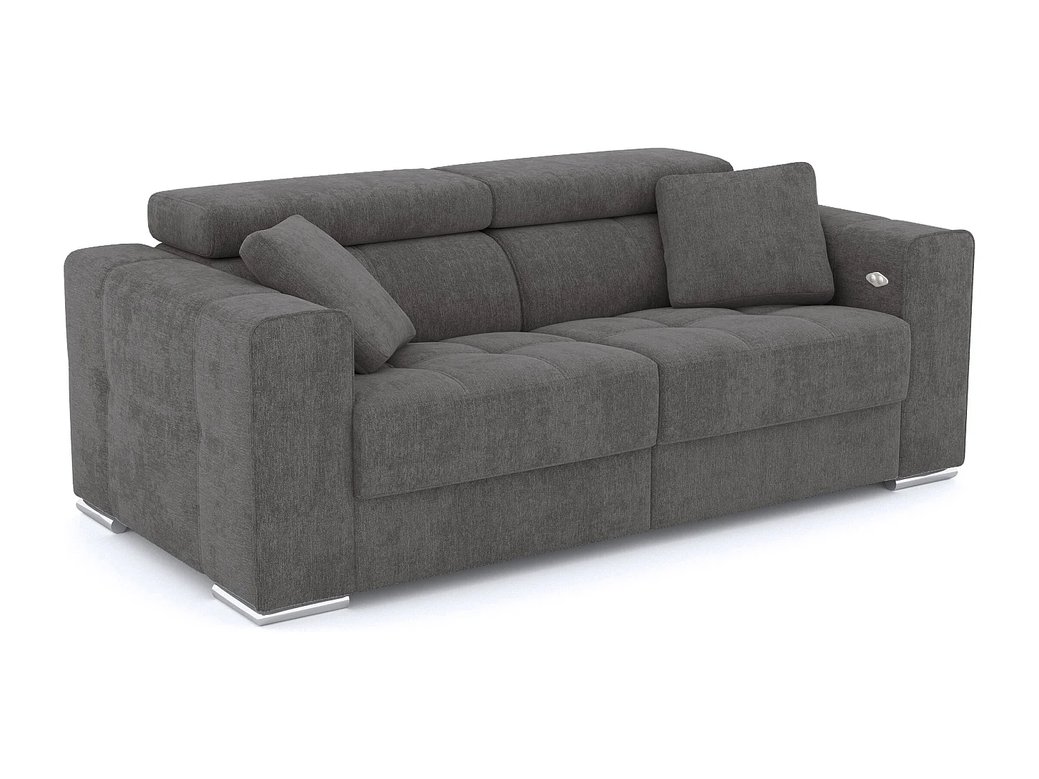 QUARTZ Sofa 3-Sitzer mit 2 Relaxfunktionen und verstellbare Kopfstützen, dunkelgrau