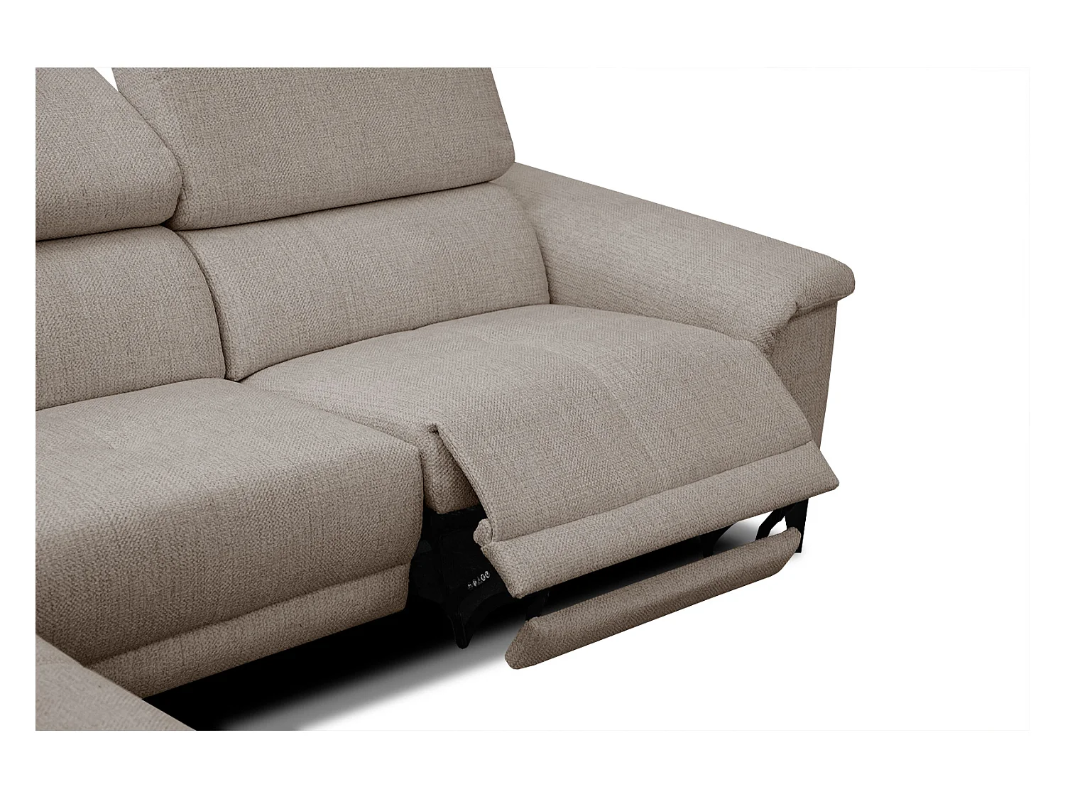 Canapé d'angle gauche 4 places avec un relax électrique tissu marron clair - Matera