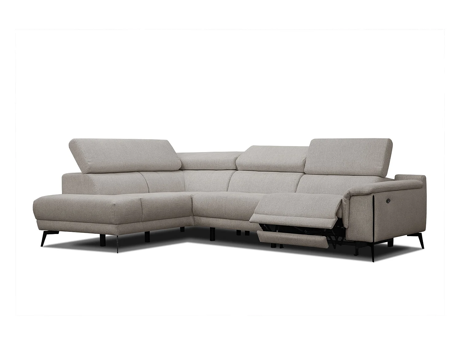 Canapé d'angle gauche 4 places avec un relax électrique gris chaud - Matera