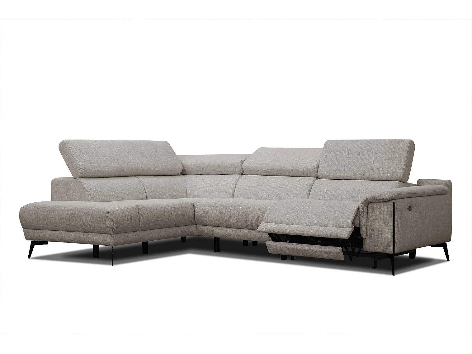 Canapé d'angle gauche 4 places avec un relax électrique gris chaud - Matera