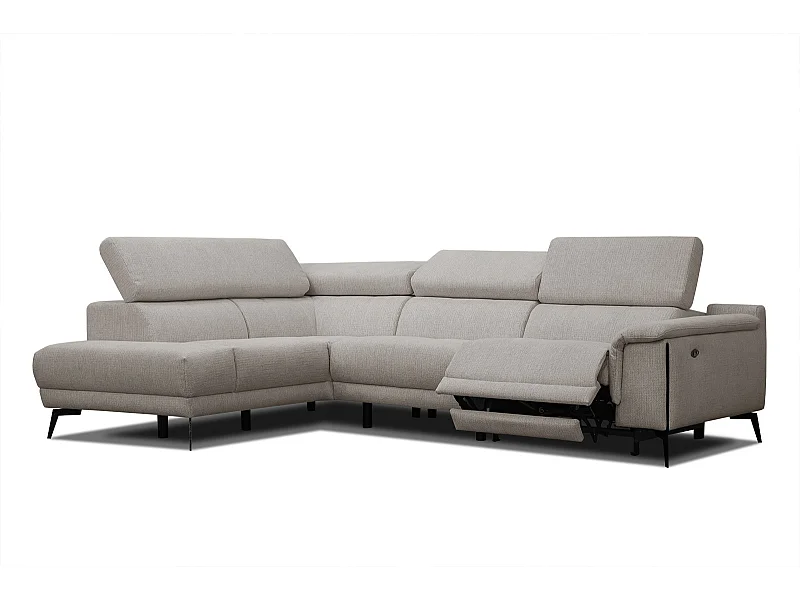 Canapé d'angle gauche 4 places avec un relax électrique gris chaud - Matera