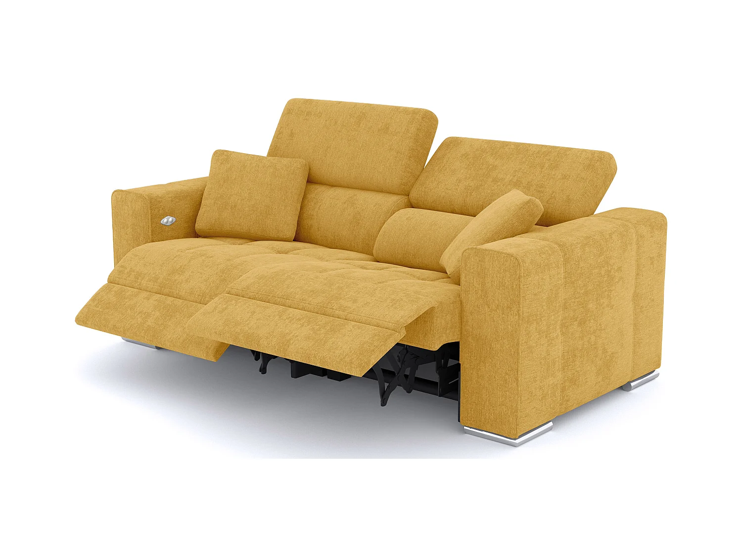 QUARTZ Sofa 3-Sitzer mit 2 Relaxfunktionen und verstellbare Kopfstützen, senfgelb