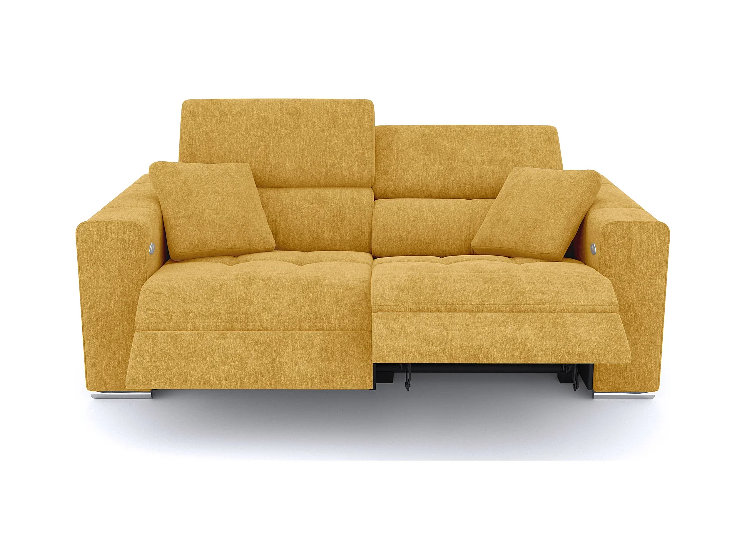 QUARTZ Sofa 3-Sitzer mit 2 Relaxfunktionen und verstellbare Kopfstützen, senfgelb