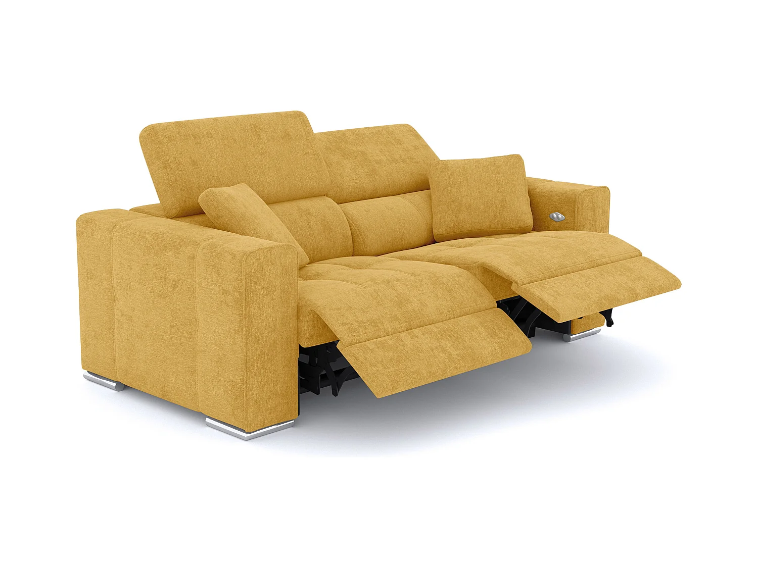 QUARTZ Sofa 3-Sitzer mit 2 Relaxfunktionen und verstellbare Kopfstützen, senfgelb