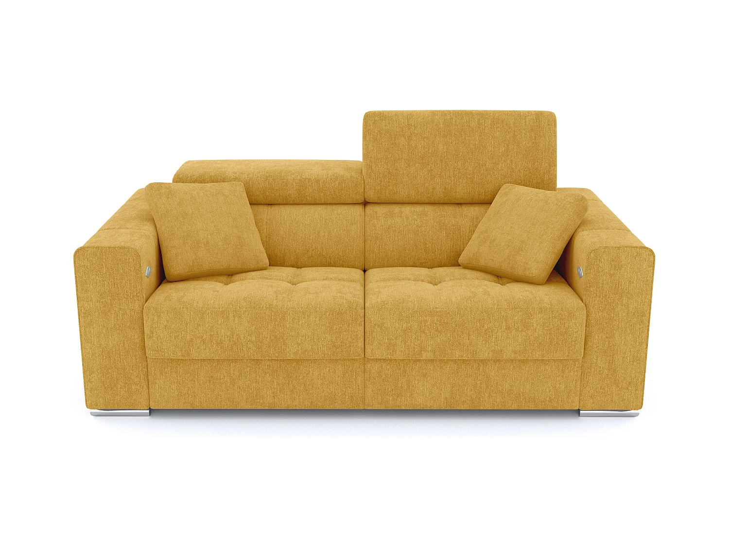 QUARTZ Sofa 3-Sitzer mit 2 Relaxfunktionen und verstellbare Kopfstützen, senfgelb