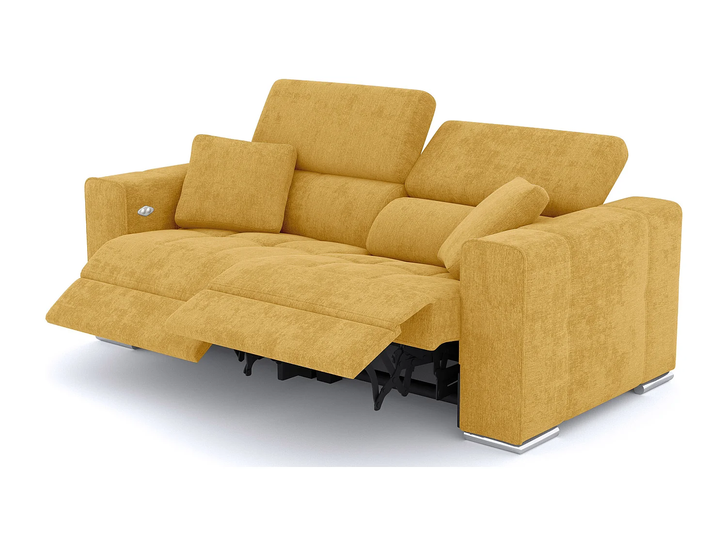 QUARTZ Sofa 3-Sitzer mit 2 Relaxfunktionen und verstellbare Kopfstützen, senfgelb