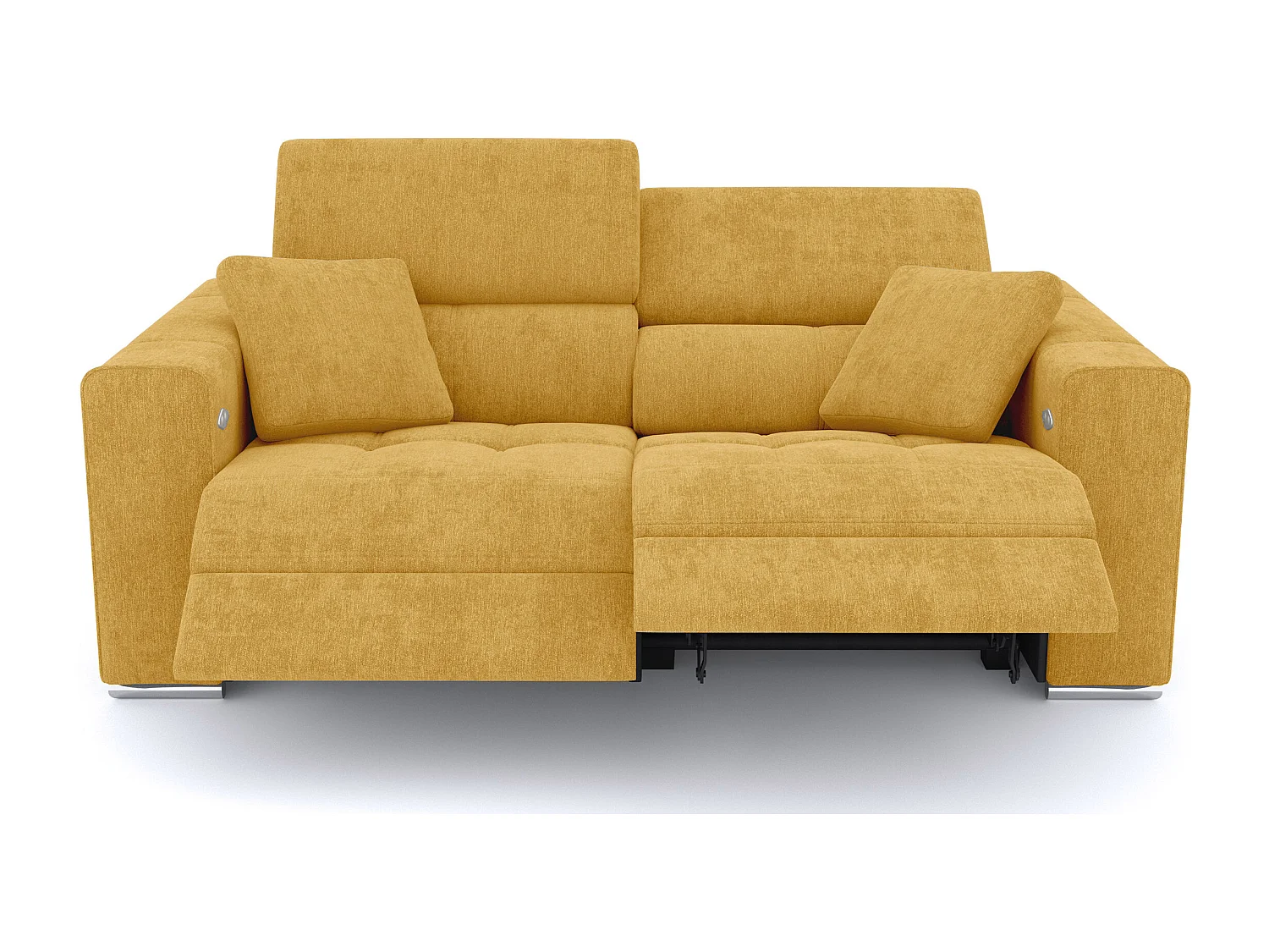 QUARTZ Sofa 3-Sitzer mit 2 Relaxfunktionen und verstellbare Kopfstützen, senfgelb
