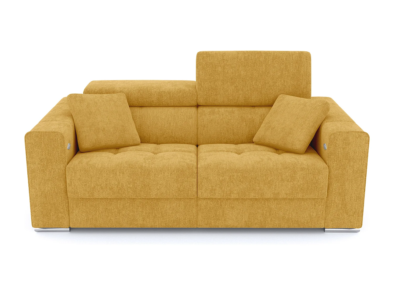 QUARTZ Sofa 3-Sitzer mit 2 Relaxfunktionen und verstellbare Kopfstützen, senfgelb
