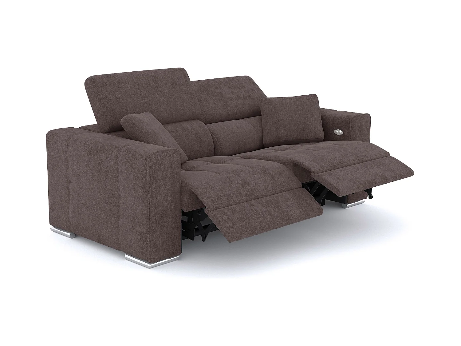 QUARTZ Sofa 3-Sitzer mit 2 Relaxfunktionen und verstellbare Kopfstützen, dunkelbraun
