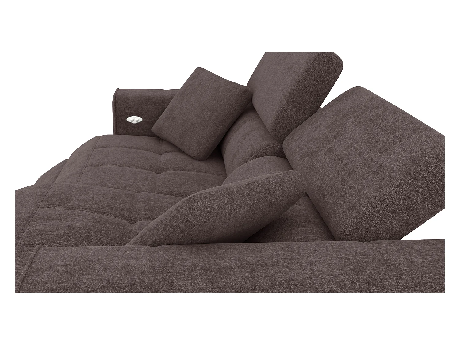 QUARTZ Sofa 3-Sitzer mit 2 Relaxfunktionen und verstellbare Kopfstützen, dunkelbraun
