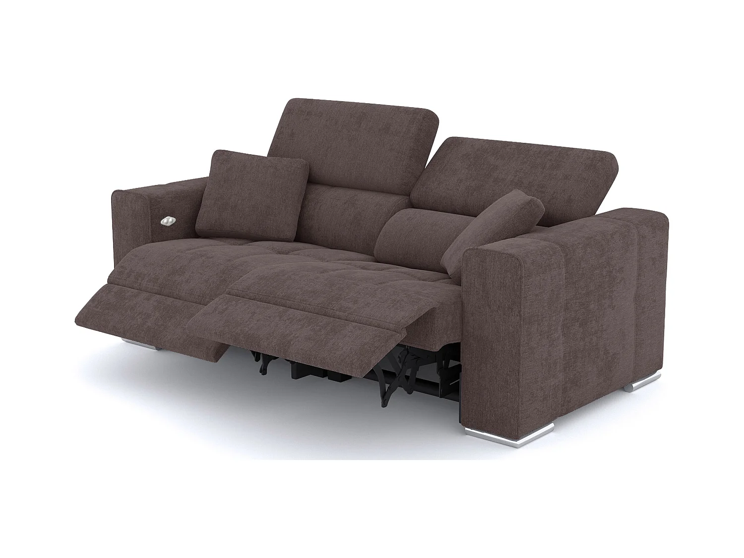 Canapé 3 places avec 2 relax électriques tissu brun foncé - QUARTZ