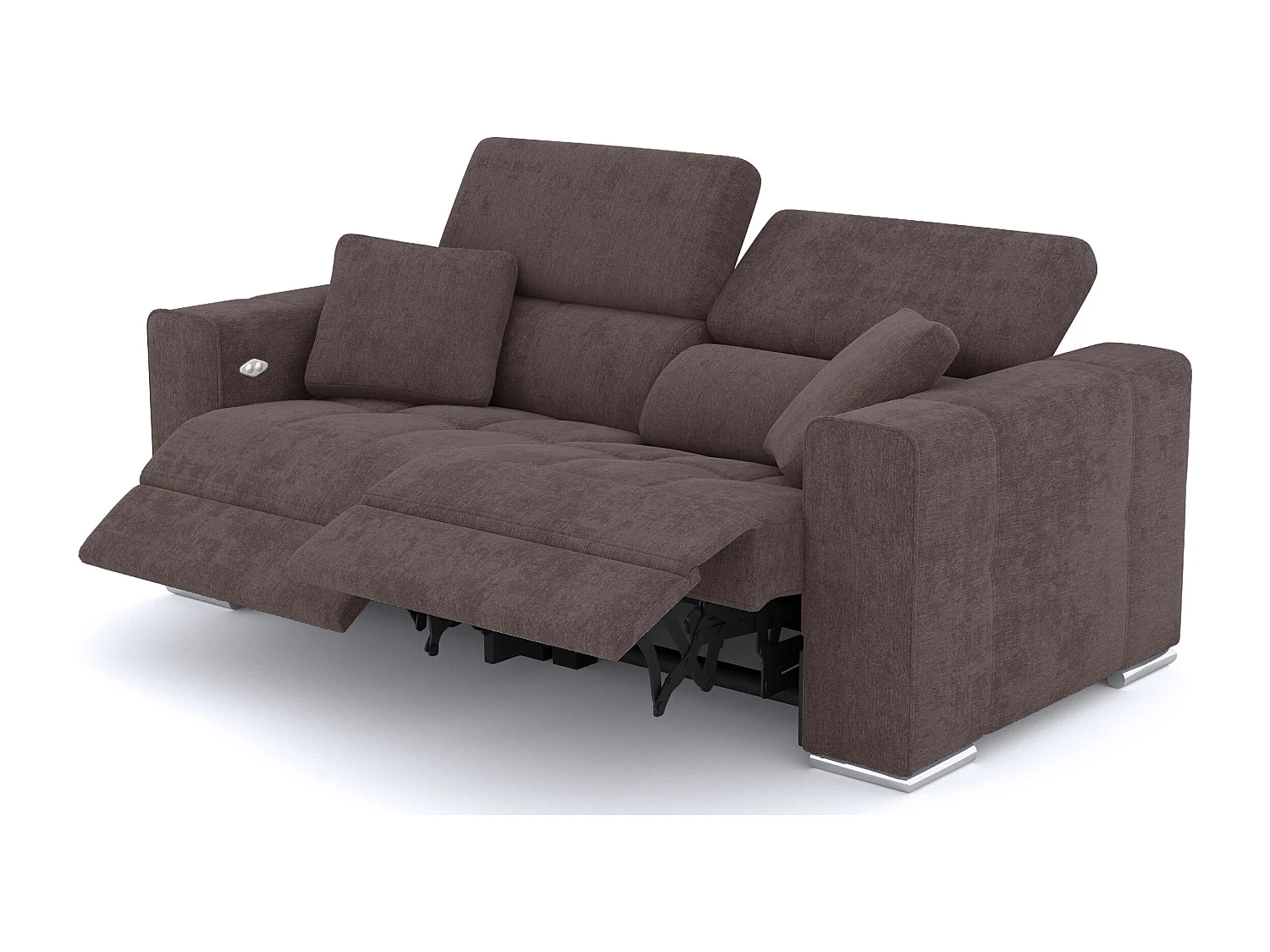 Canapé 3 places avec 2 relax électriques tissu brun foncé - QUARTZ