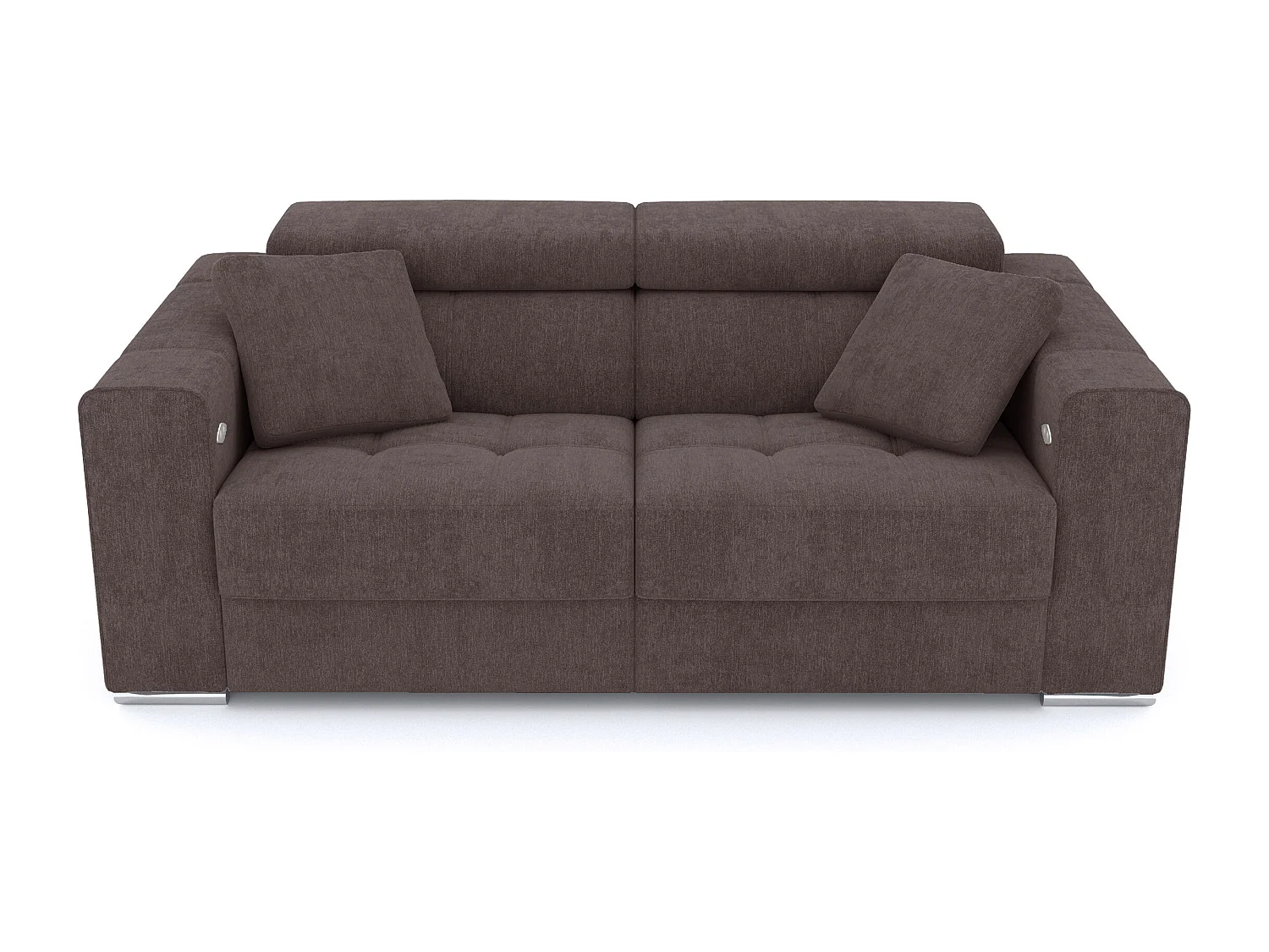 Canapé 3 places avec 2 relax électriques tissu brun foncé - QUARTZ