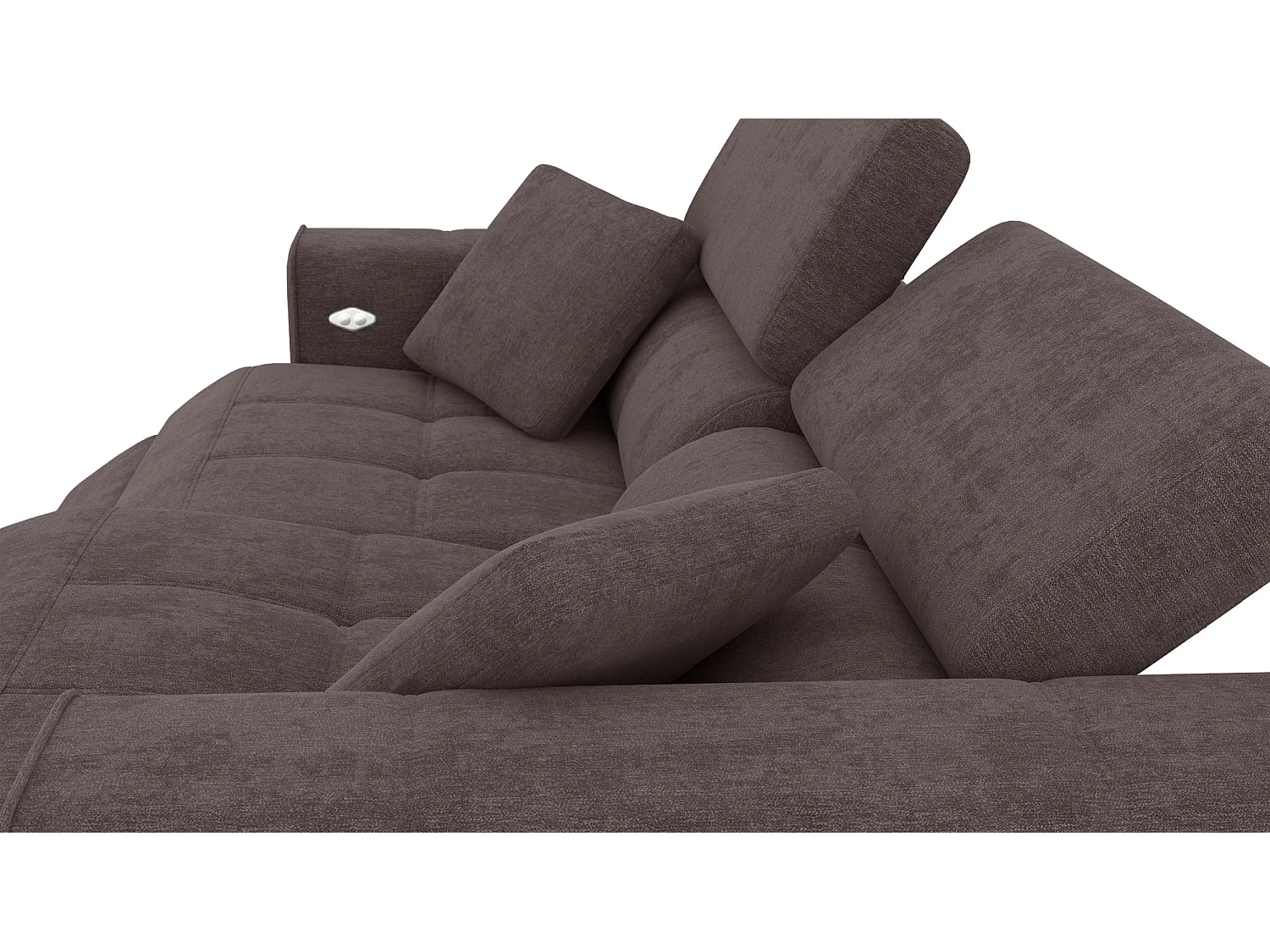 Canapé 3 places avec 2 relax électriques tissu brun foncé - QUARTZ