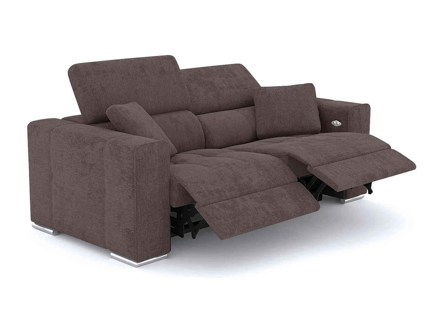 QUARTZ Sofa 3-Sitzer mit 2 Relaxfunktionen und verstellbare Kopfstützen, dunkelbraun