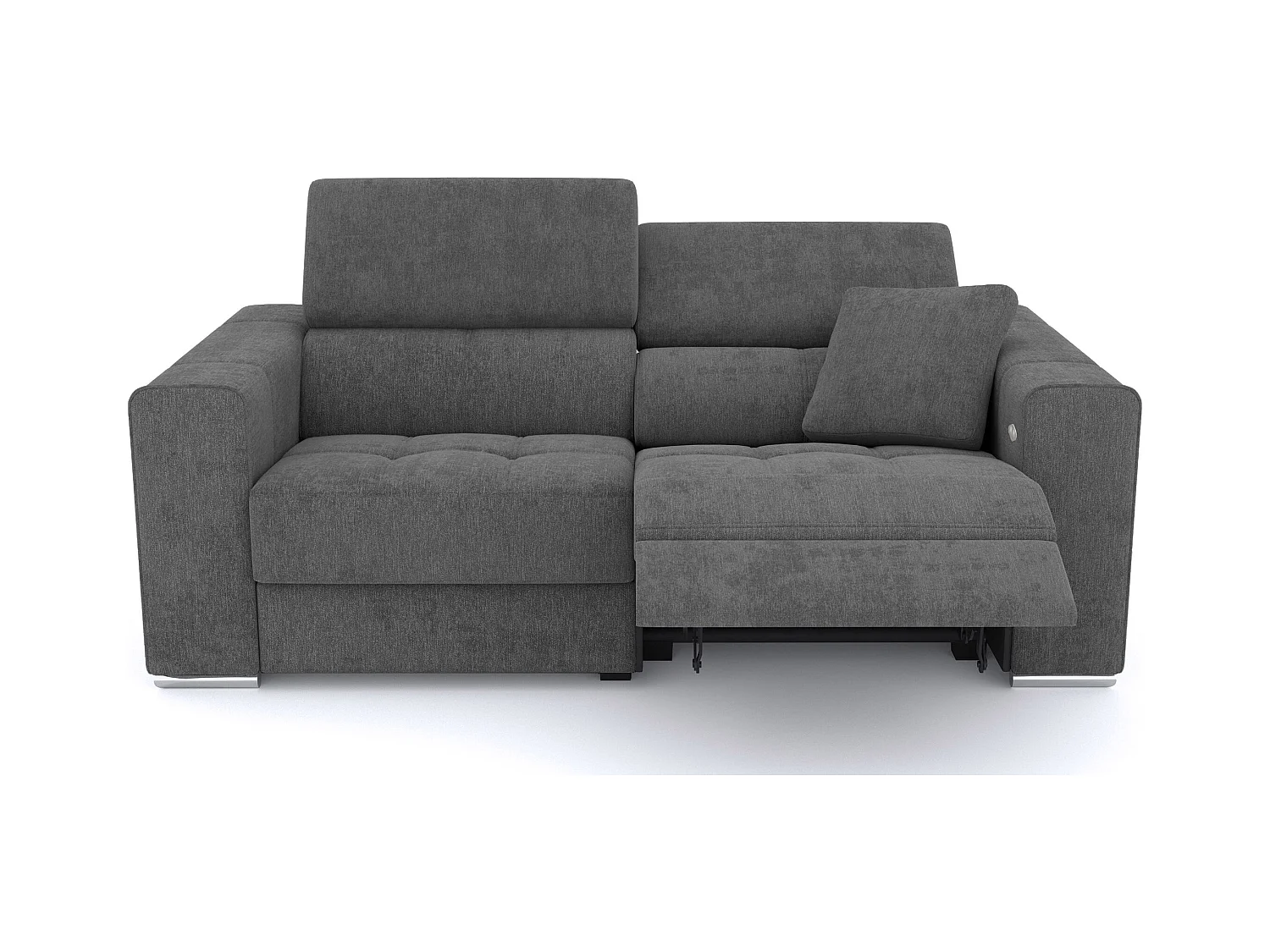Canapé 3 places avec 1 relax électrique tissu gris foncé - QUARTZ