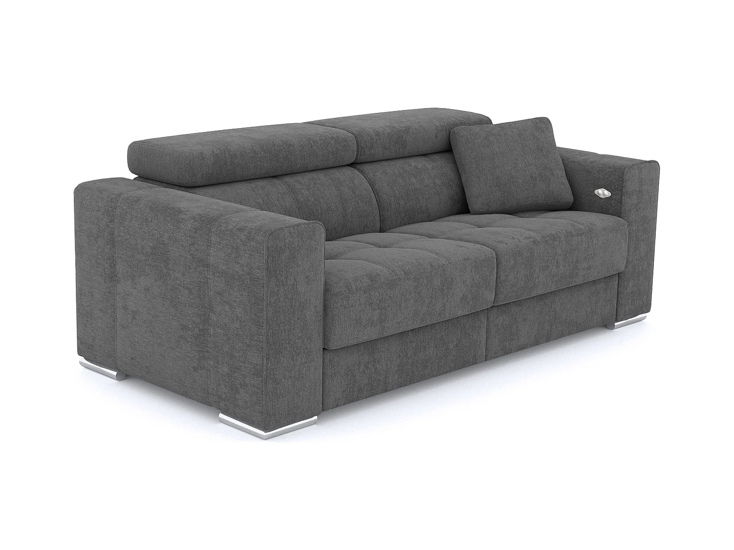 Canapé 3 places avec 1 relax électrique tissu gris foncé - QUARTZ