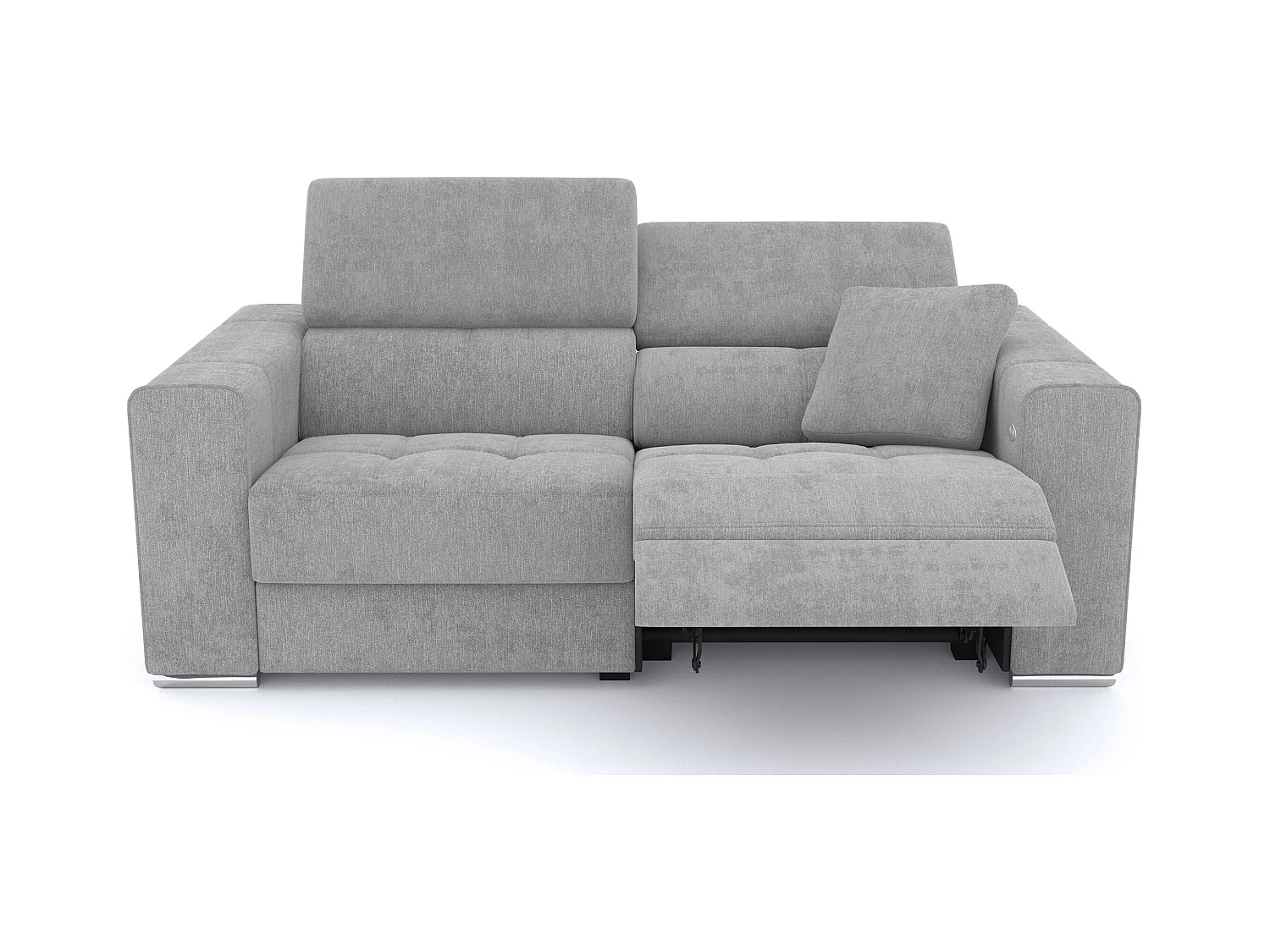 QUARTZ Sofa 3-Sitzer mit 1 Relaxfunktion und verstellbare Kopfstützen, hellgrau