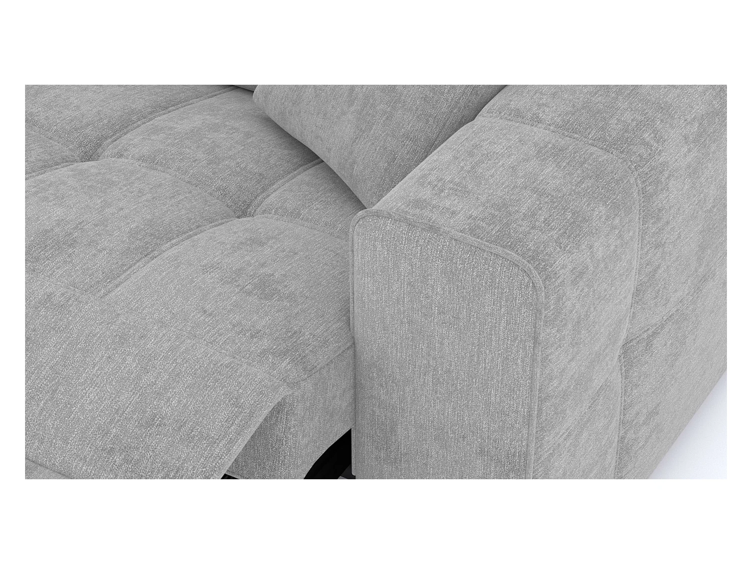 QUARTZ Sofa 3-Sitzer mit 1 Relaxfunktion und verstellbare Kopfstützen, hellgrau