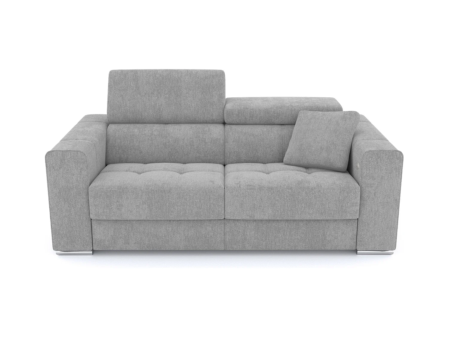 QUARTZ Sofa 3-Sitzer mit 1 Relaxfunktion und verstellbare Kopfstützen, hellgrau