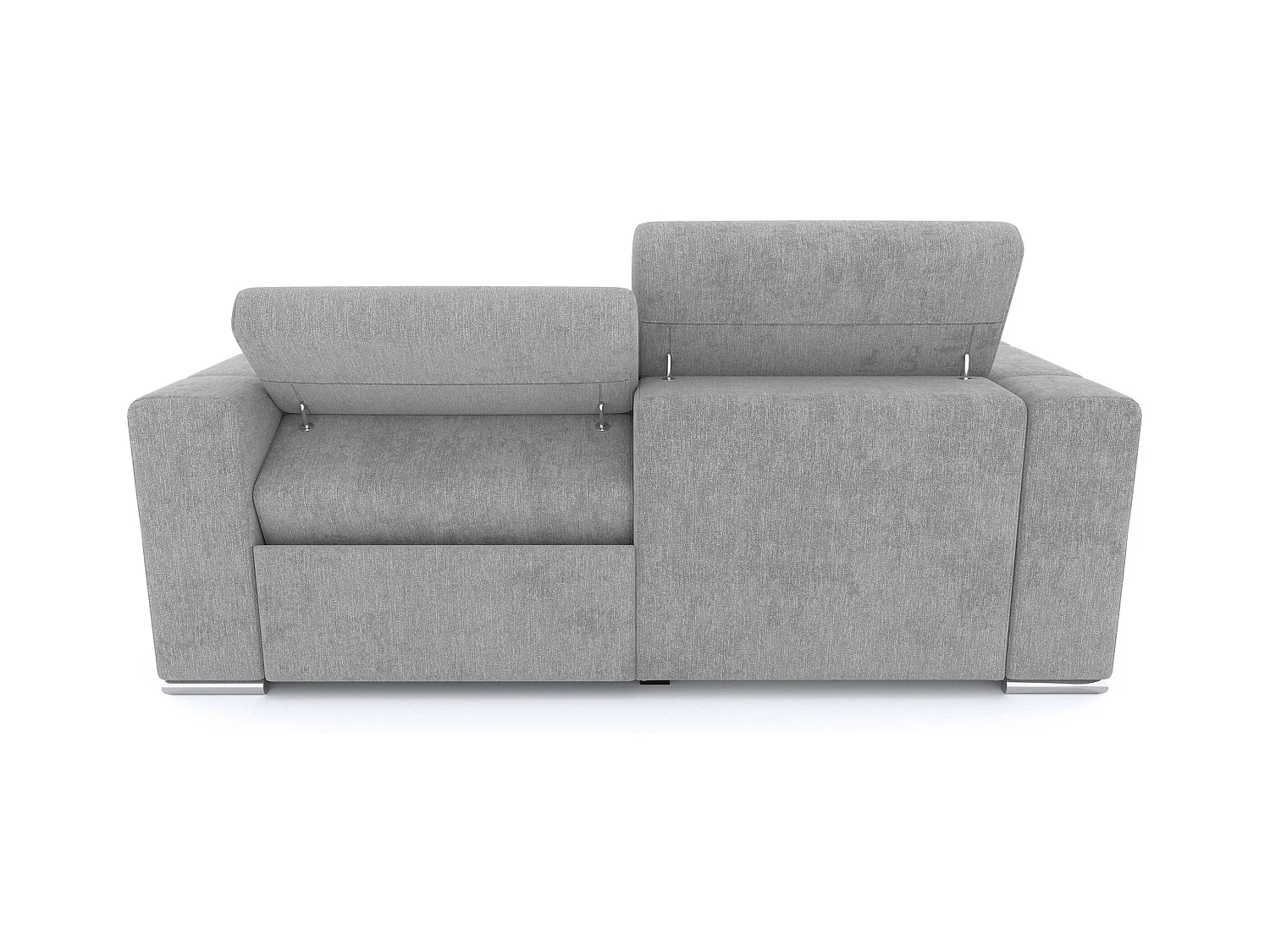 QUARTZ Sofa 3-Sitzer mit 1 Relaxfunktion und verstellbare Kopfstützen, hellgrau