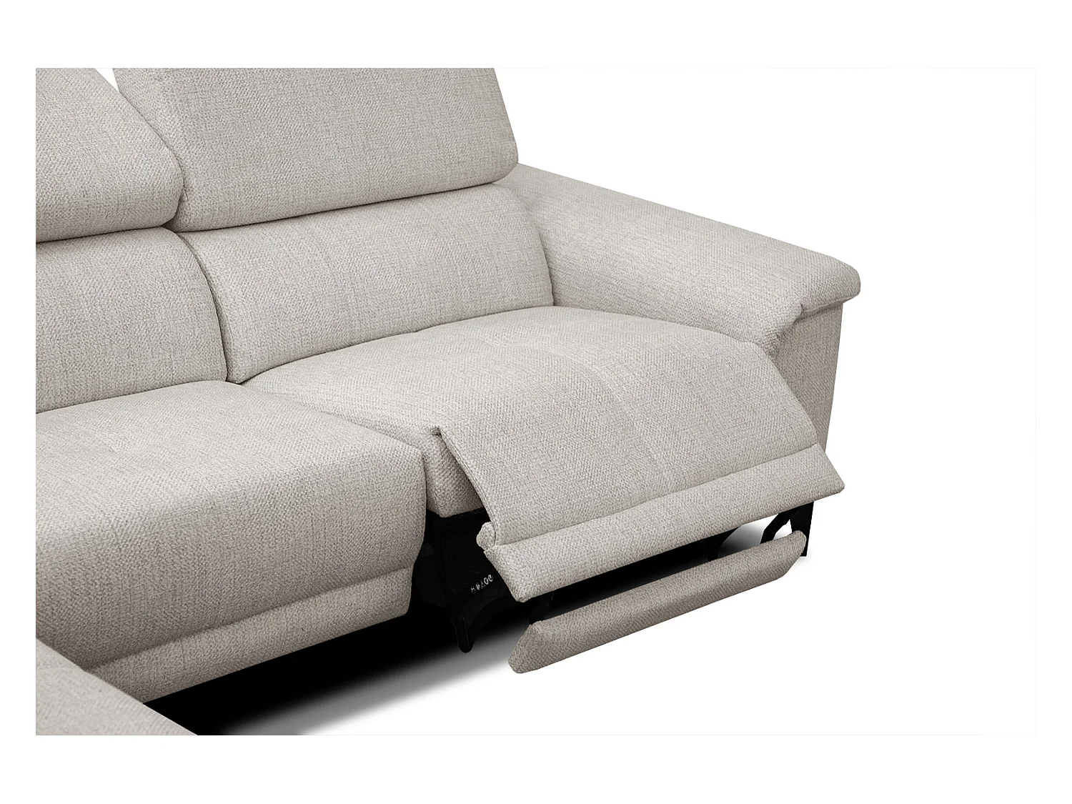 Canapé d'angle gauche 4 places avec un relax électrique tissu beige - Matera