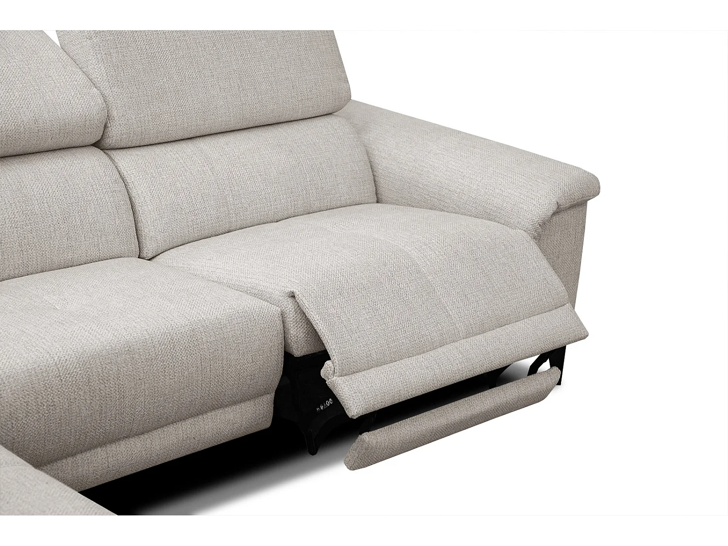 Canapé d'angle gauche 4 places avec un relax électrique tissu beige - Matera