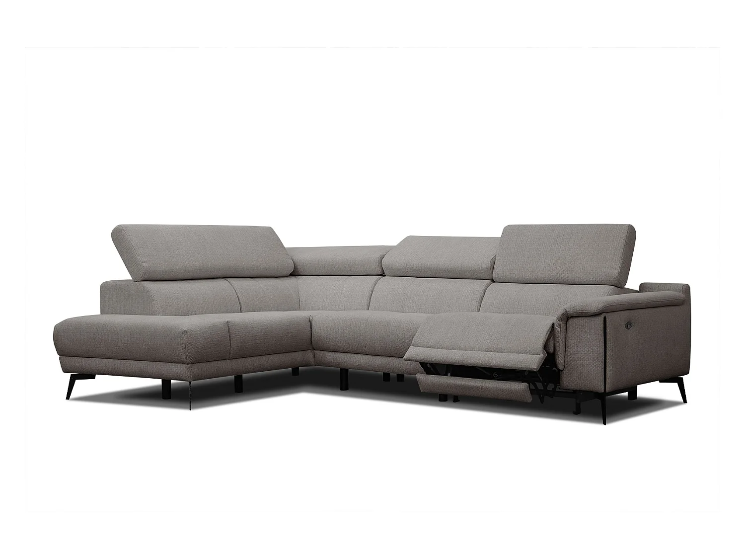 Canapé d'angle gauche 4 places avec un relax électrique tissu taupe - Matera