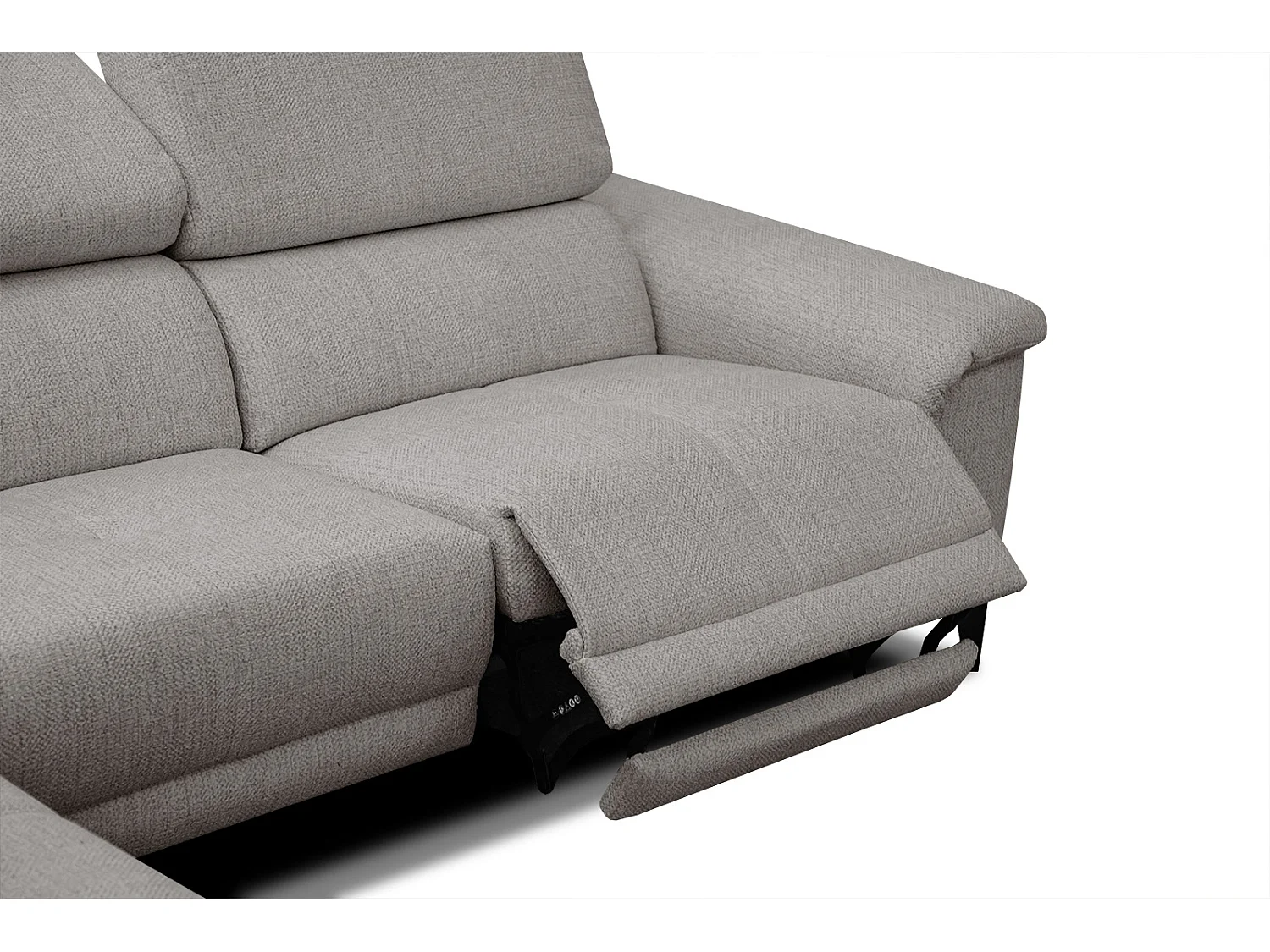 Canapé d'angle gauche 4 places avec un relax électrique tissu taupe - Matera