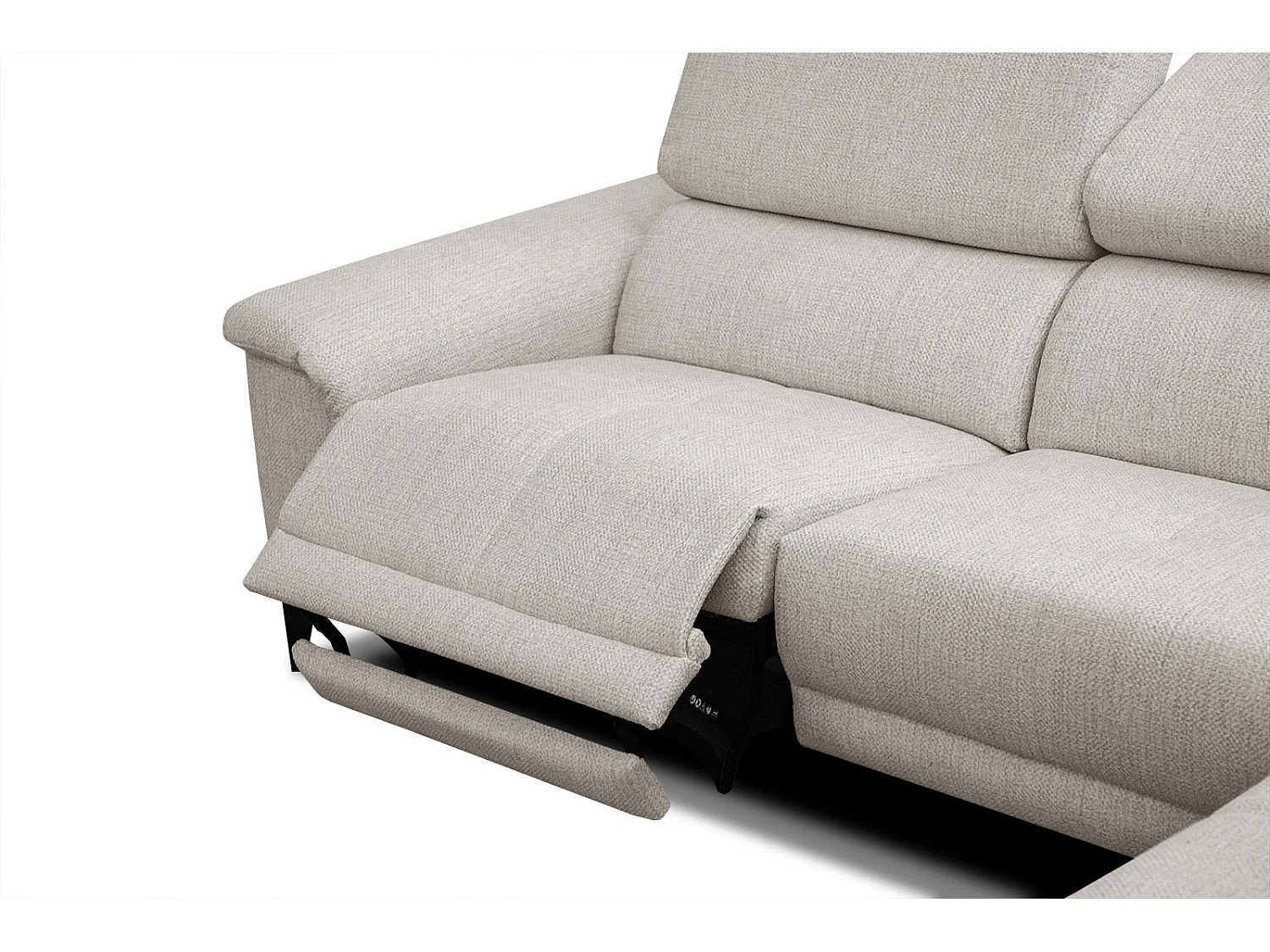 Canapé d'angle droit 4 places avec un relax électrique tissu beige - Matera