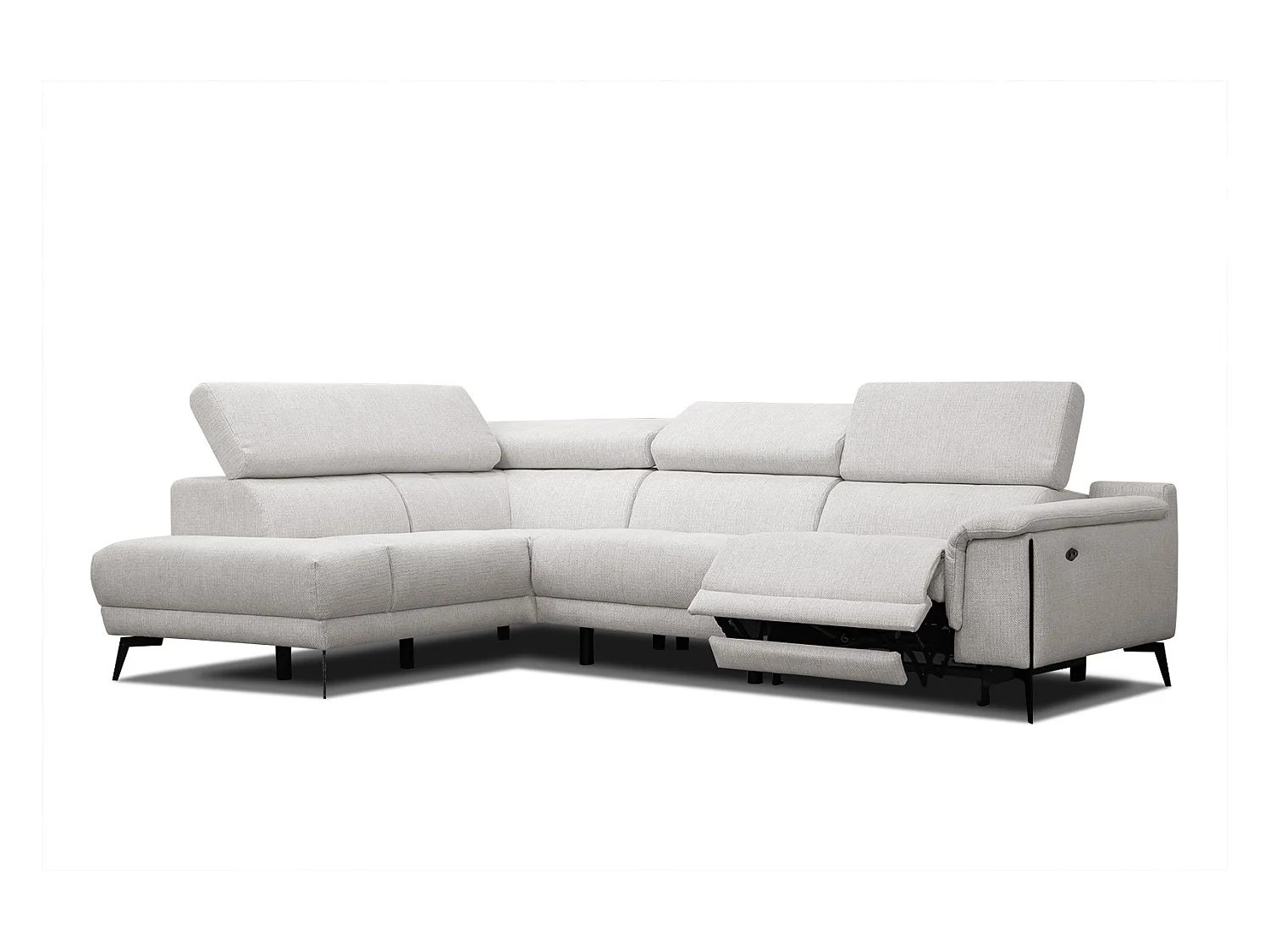 Canapé d'angle gauche 4 places avec un relax électrique tissu écru - Matera